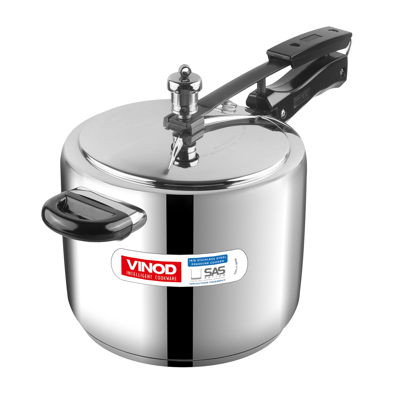 Vinod Stainless Steel Inner Lid Pressure Cooker - 5.5 Litre | Sandwich Bottom Cooker | Induction And Gas Base | Isi And Ce Certi