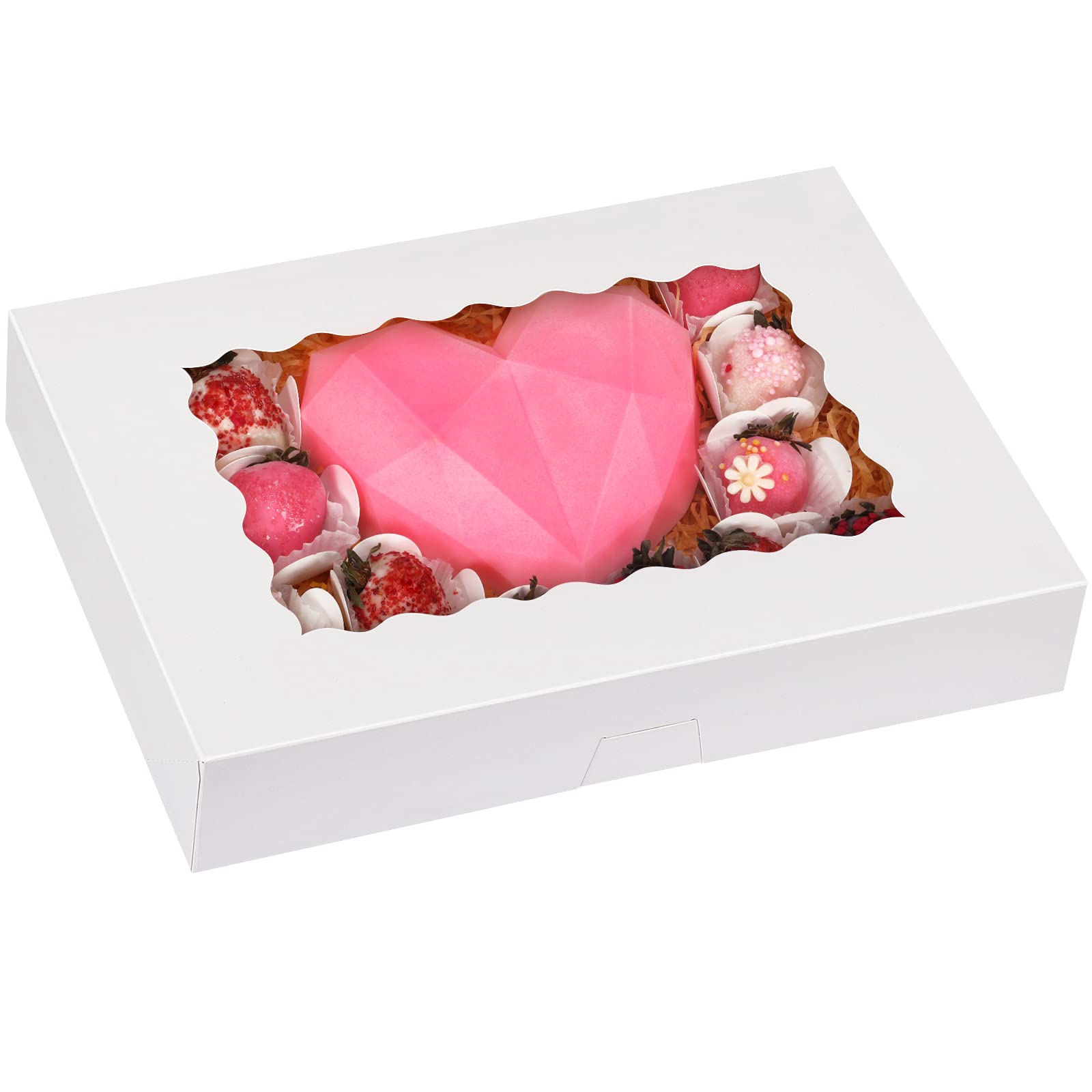 Moretoes 40Pcs Cookie Boxes, 14X10X2.5 Inch Bakery Boxes, Treat Boxes With Window For Donuts, Pies, Cakes, Muffins, And Pastries