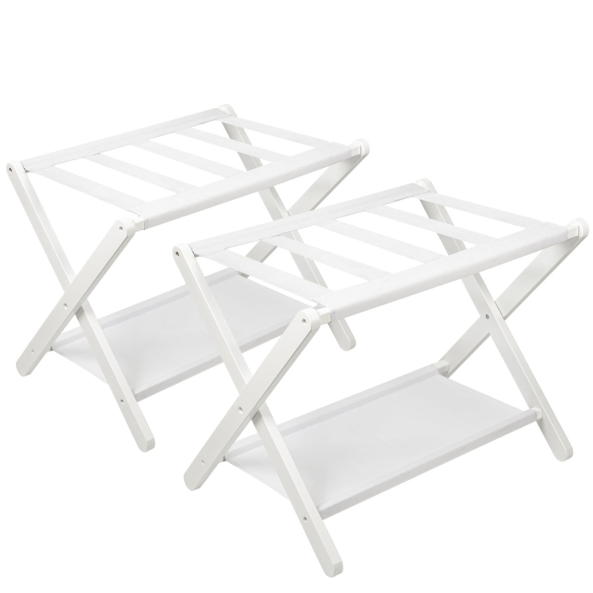 Vasmia Luggage Rack, Folding Suitcase Stand With Storage Shelf Set Of 2, Bamboo Luggage Stand For Guest Room,Bedroon And Hotel,H
