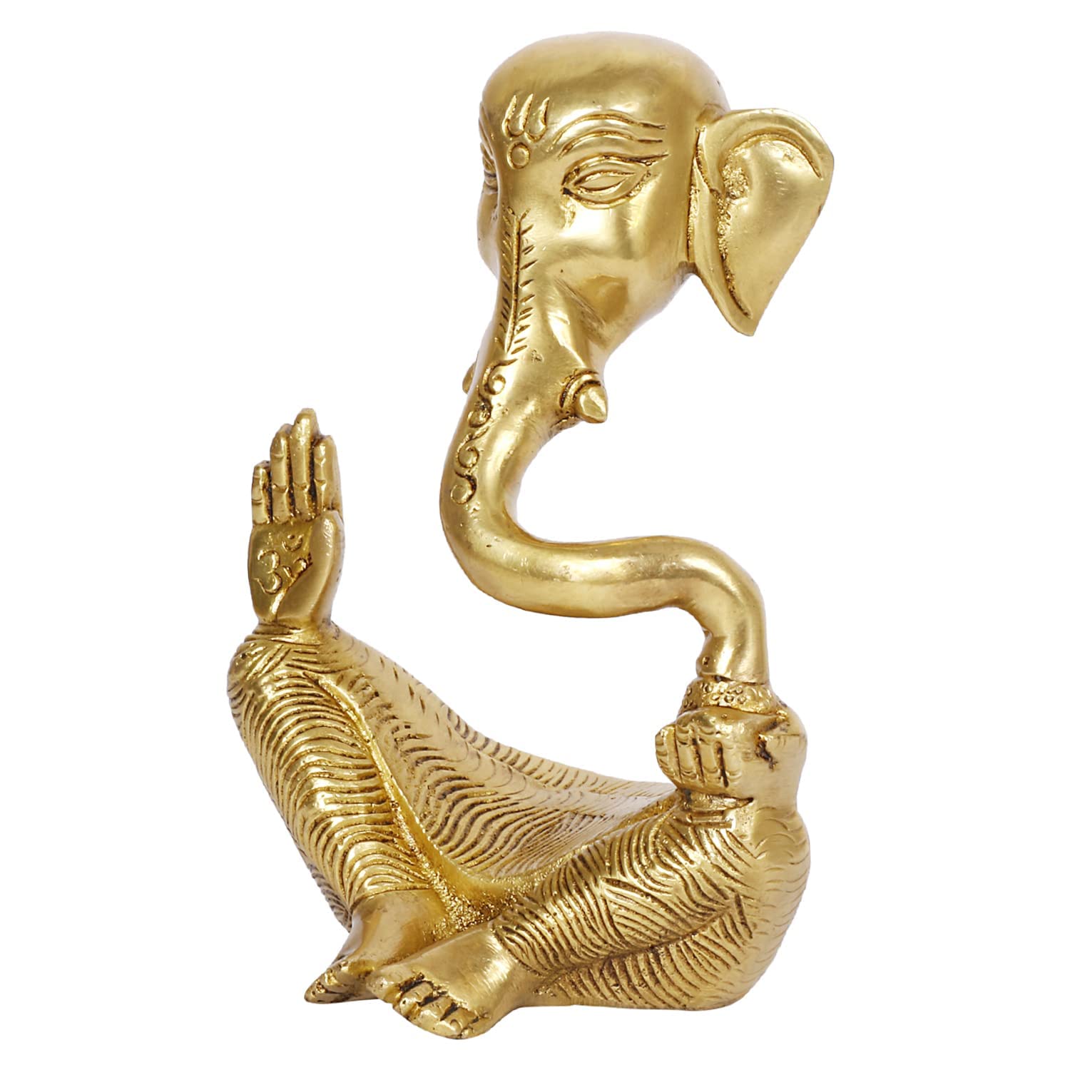 Kartique Brass Ganesh Trunk Abstract Idol Ganesha Bhagwan Statue Murti Decorated Ganpati Gift For Home Office Decor Good Luck Di