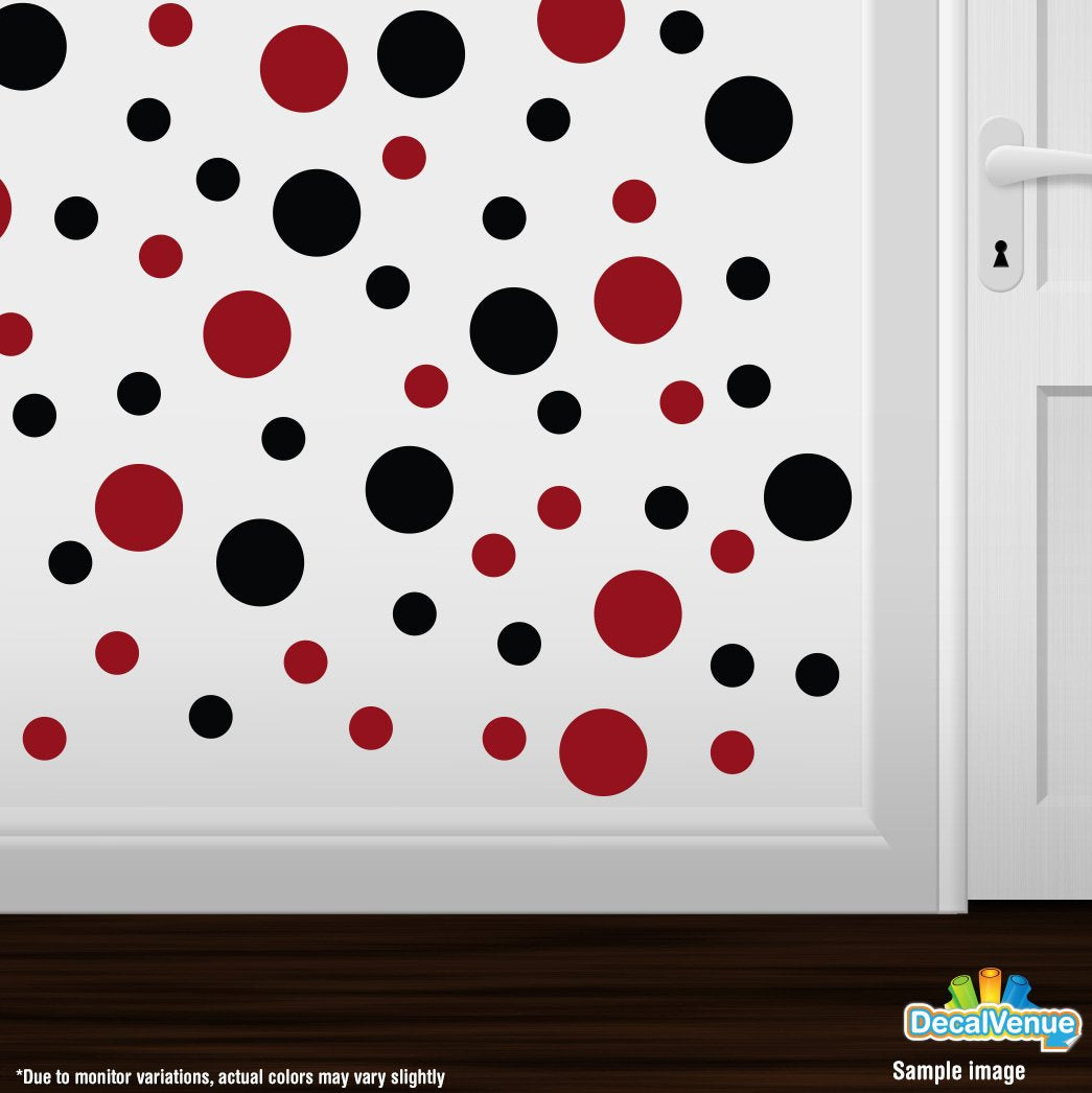 Black/Red Vinyl Wall Stickers - 2 & 4 Inch Circles (60 Decals)