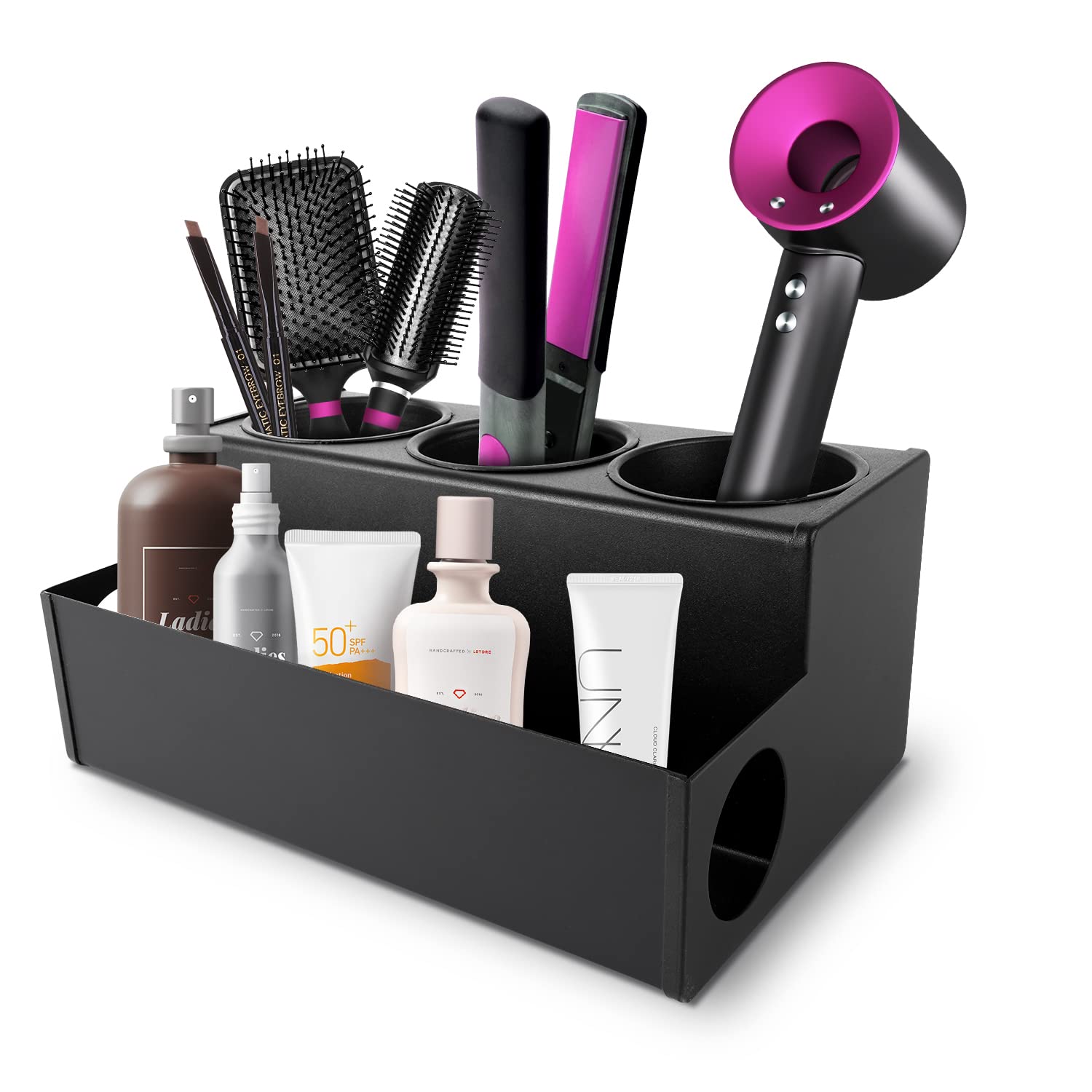 Twiziuao Hair Dryer Holder Hair Accessories Organizer Wall Mounted Bathroom Counter, Stainless Hair Tool Organizer Countertop Ba