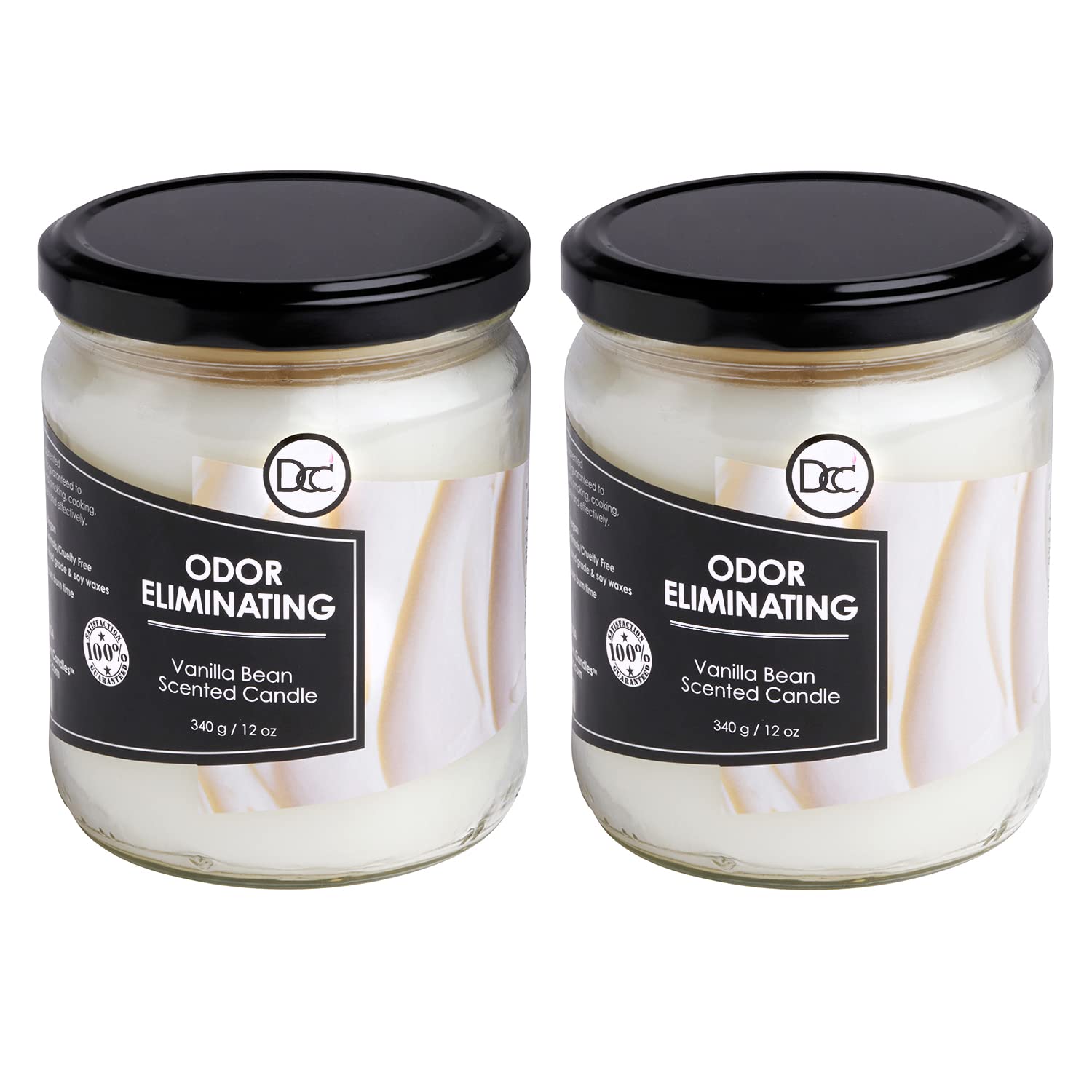 Vanilla Two Pack Odor Eliminating Highly Fragranced Candle - Eliminates 95% of Pet, Smoke, Food, and Other Smells Quickly - Up t