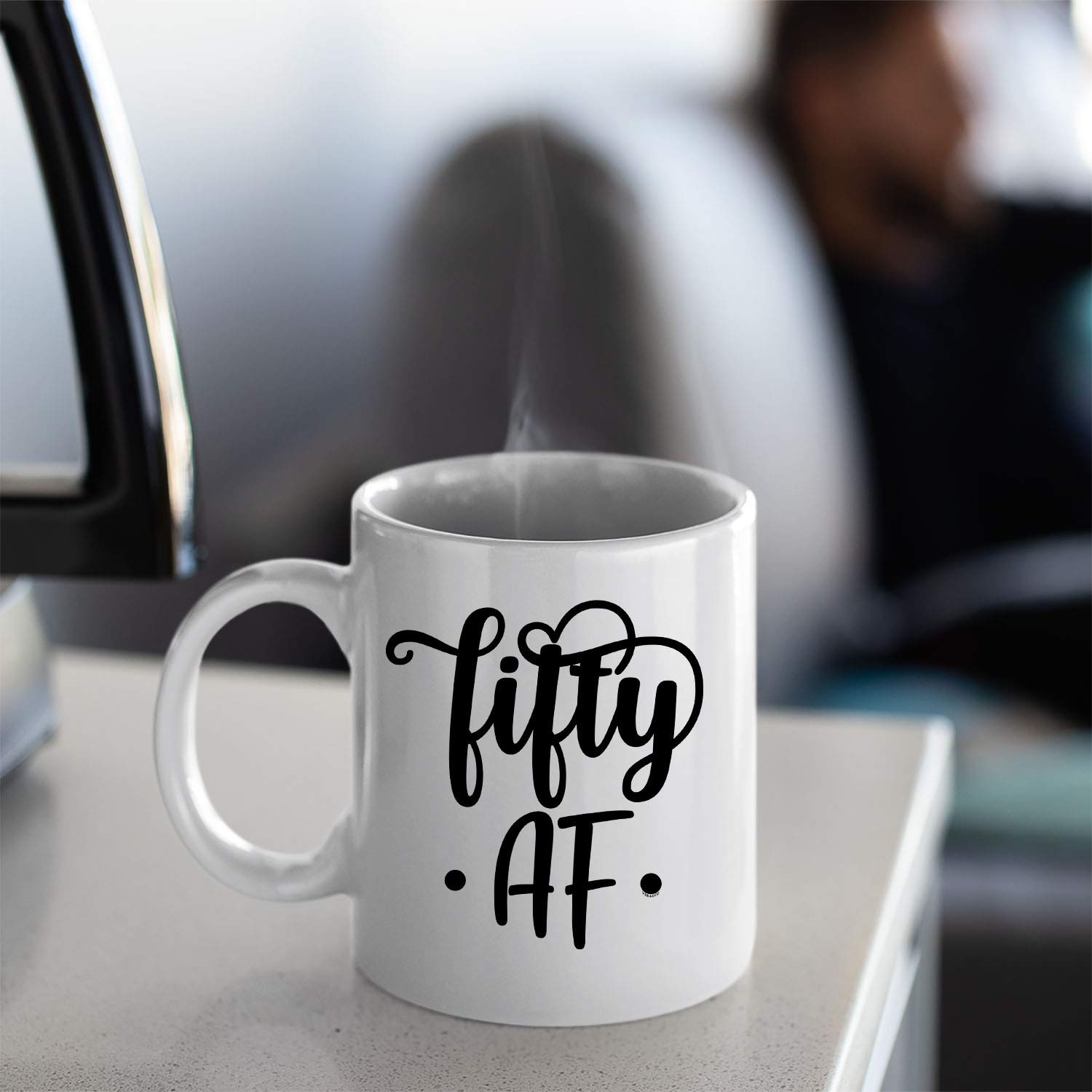 Veracco Fifty AF 50 Years Old Ceramic Coffee Mug Funny Birthday Gifts For Him Her Fifty and Fabulous (White, Ceramic)