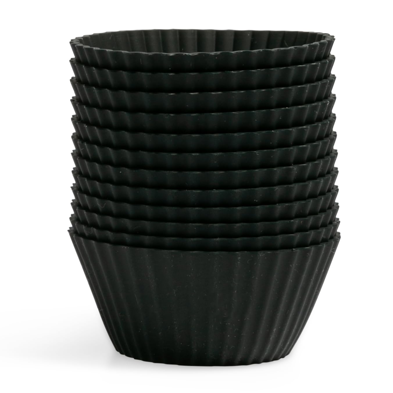 The Silicone Kitchen Reusable Silicone Baking Cups, Non-Toxic, Bpa Free, Dishwasher Safe, Regular, Matte Black, 12 Pack
