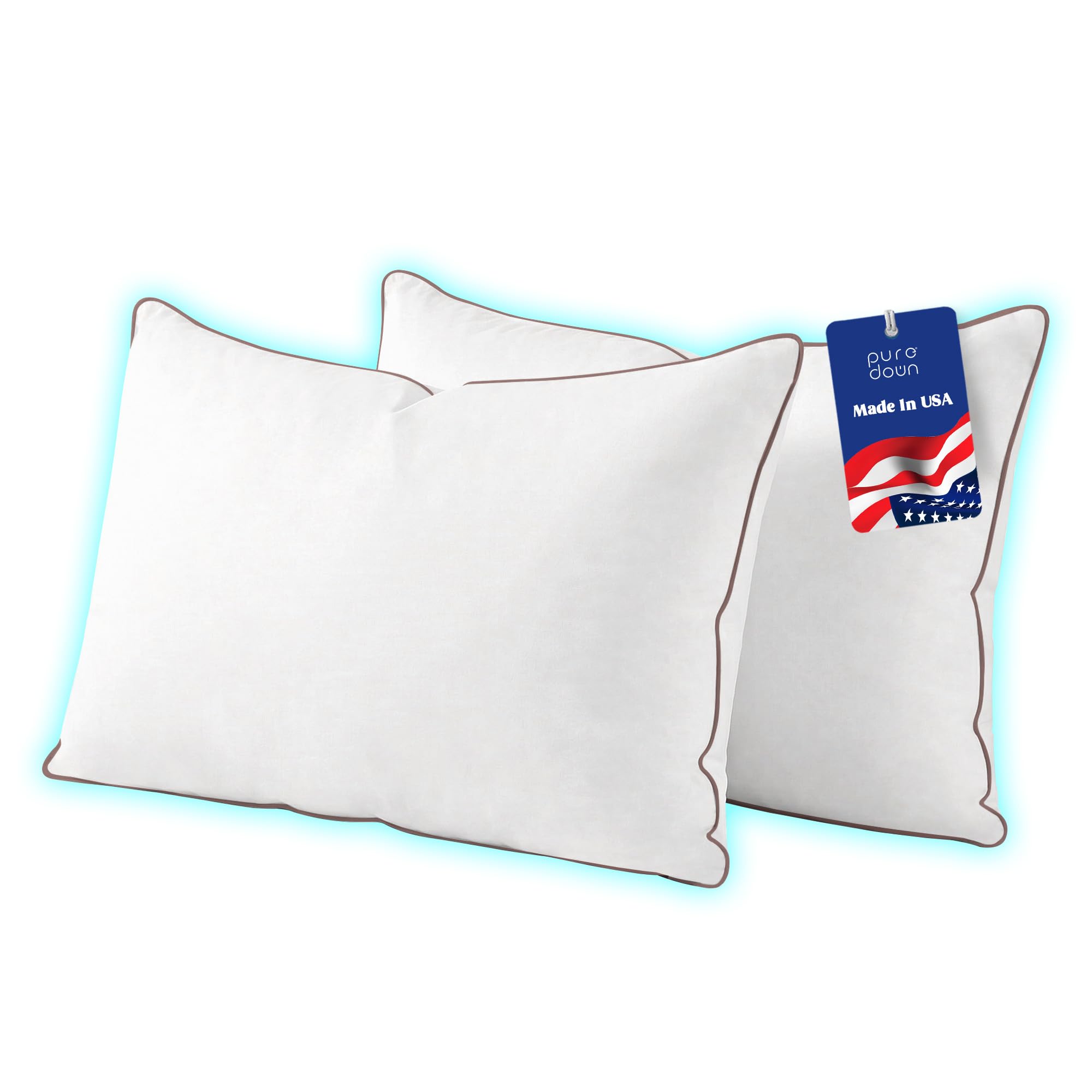 Puredown Goose Down And Feather Bedding Pillows Insert White 2 Pack King Size