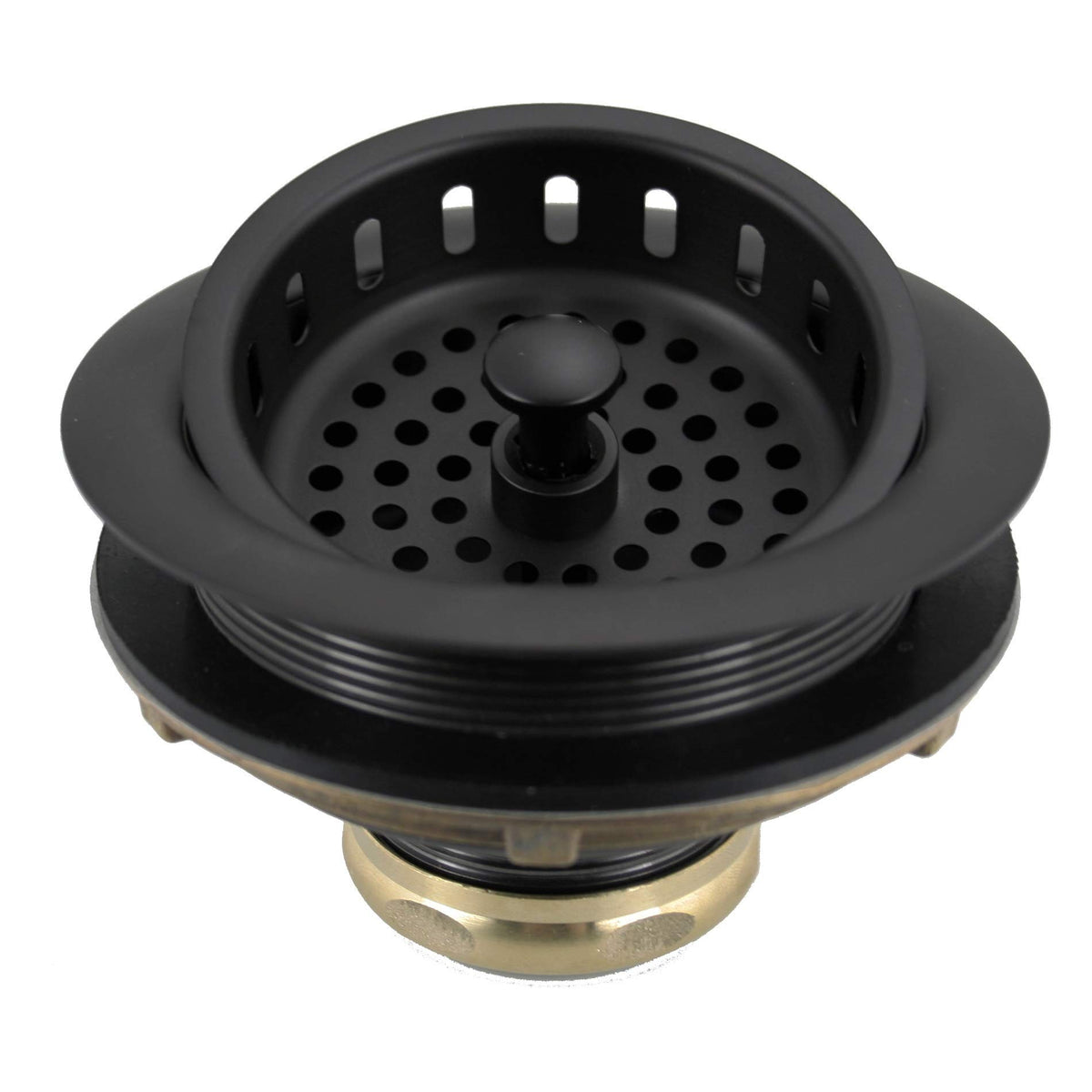 Westbrass D214-62 3-1/2'' Post Style Large Kitchen Sink Basket Strainer, Matte Black