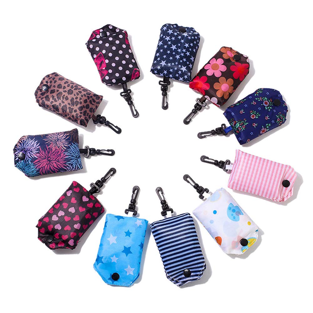 Kaxich Foldable Reusable Grocery Shopping Tote Bags, 6 Pack Eco-Friendly Travel Recycle Shopping Bags Folding To Fits In Pocket,