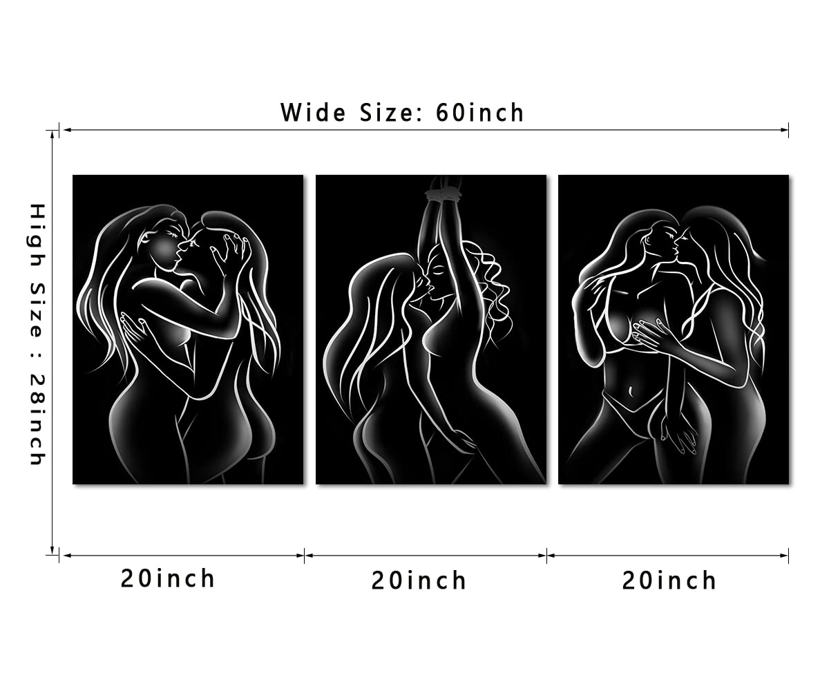 Yatsen Bridge Love Kiss Canvas Wall Art Romantic Couples Poster Abstract Line Pictures Black And White Lesbian Prints Home Decor