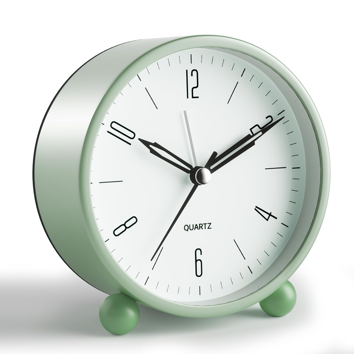 Kadio Plastic Analog Alarm Clock, 4 Inch Super Silent Non Ticking Small Clock With Night Light, Battery Operated, Simply Design,