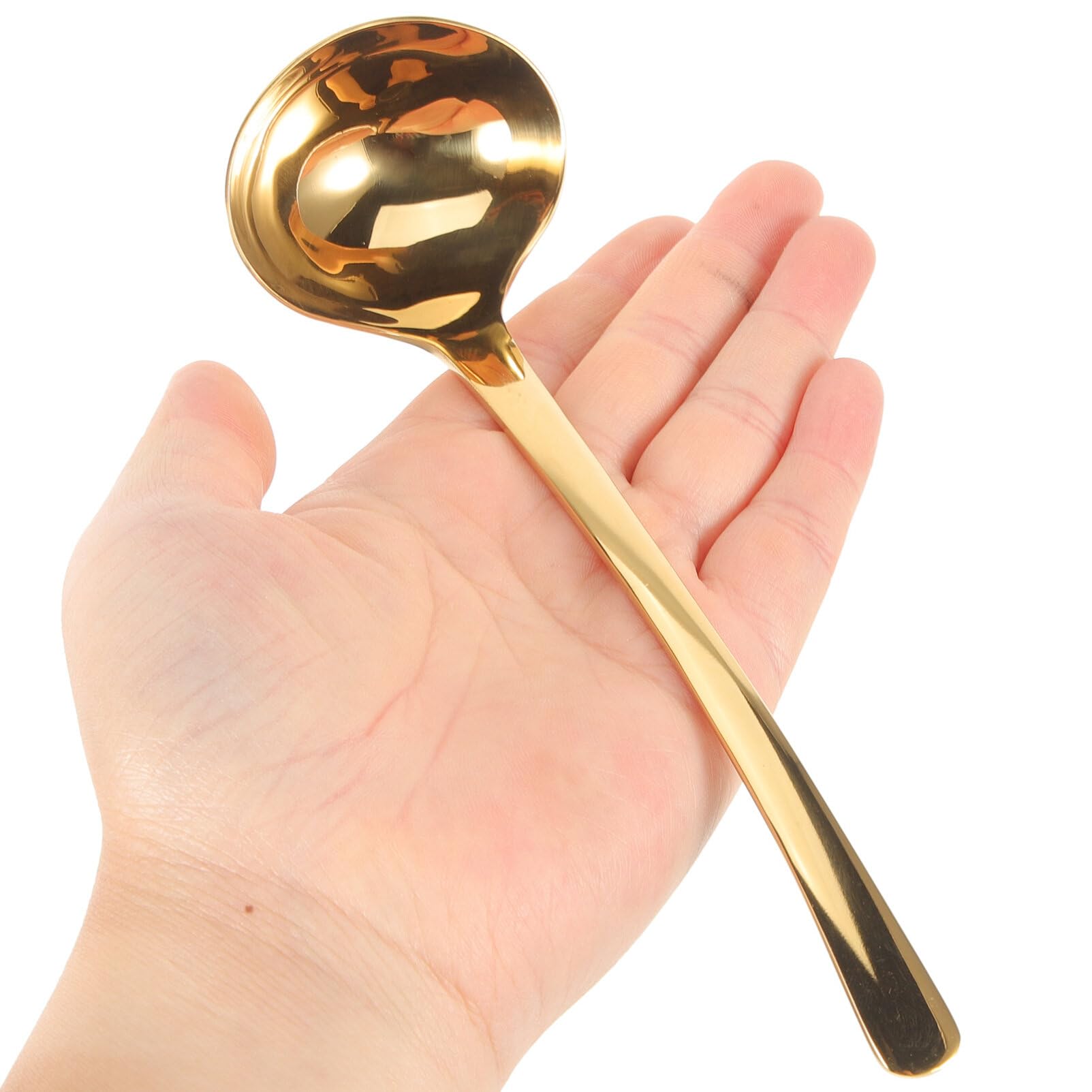 Luxshiny Golden Soup Ladle Spoon 18Cm/7Inch Stainless Steel Soup Scoop Cooking Ladle Food Serving Scoop Gold Serving Utensil For
