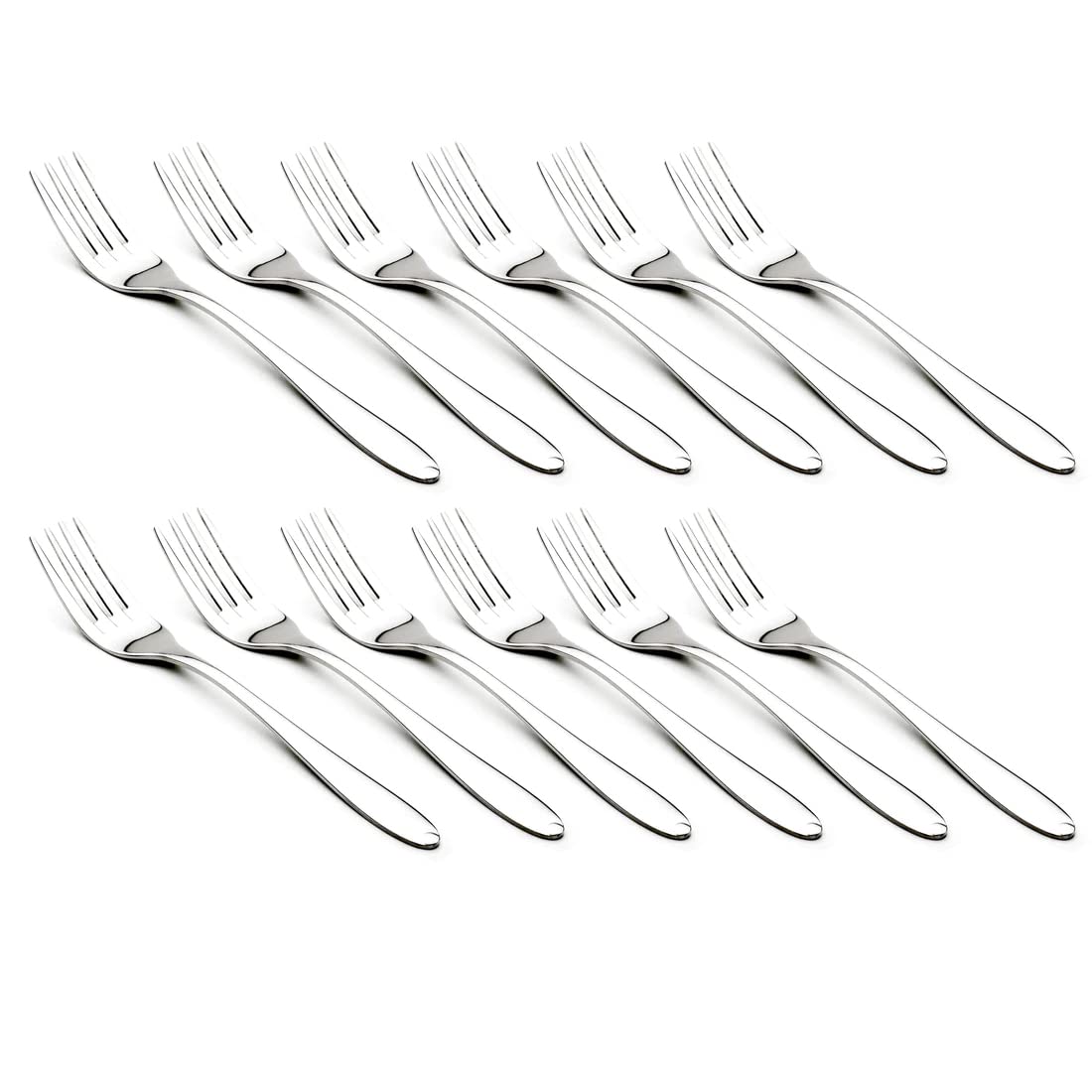 Cuisinox Alpha Pattern Flatware Polished Stainless Steel Silverware, Set Of 12 Salad Forks