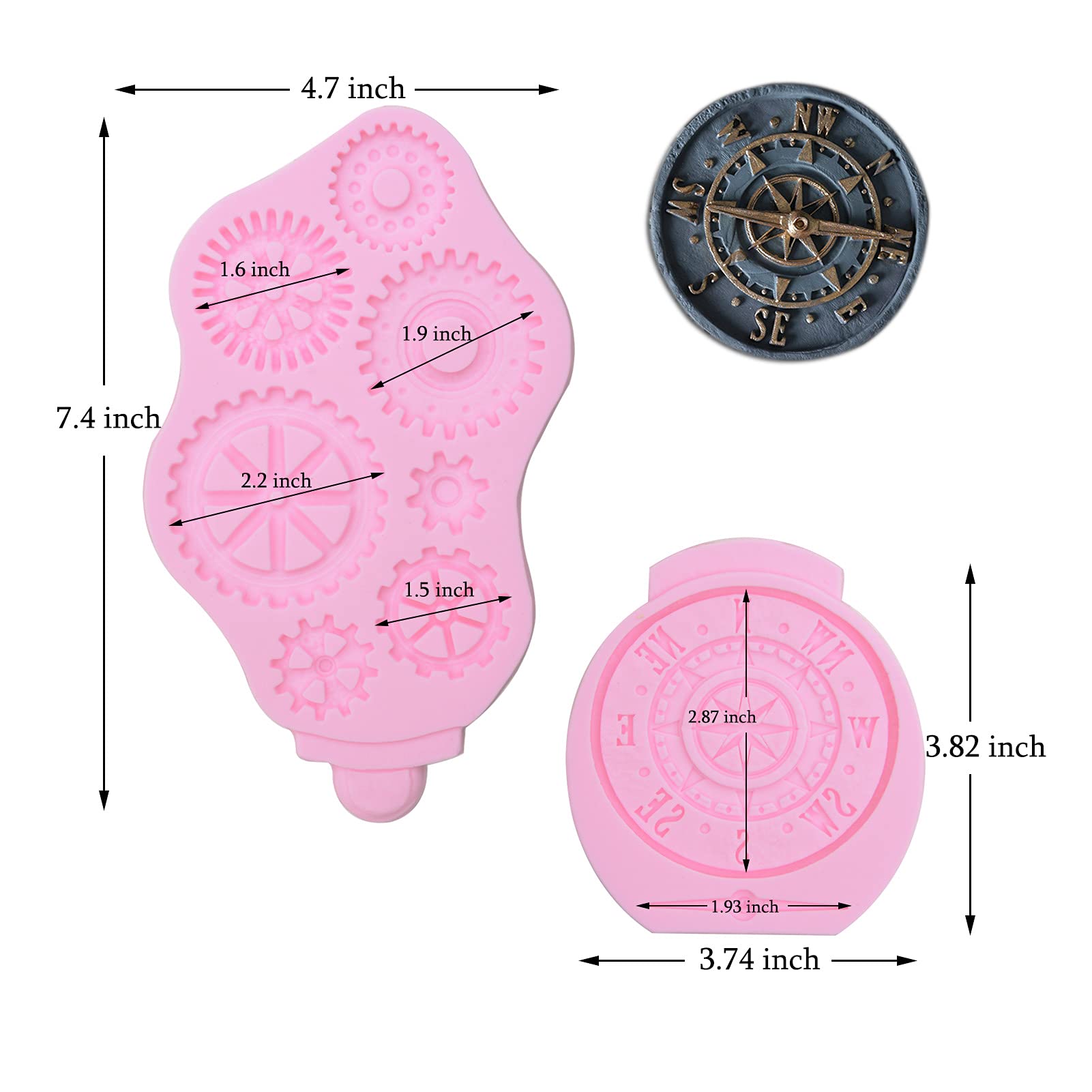 Steampunk Fondant Molds, Silicone Gears Teeth Moulds For Steampunk Travel Themed Cake Decoration, Chocolate Candy Sugarcraft Cup