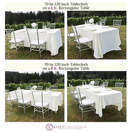 LinenTablecloth 70 x 120-Inch Rectangular Polyester Tablecloth Hunter Green