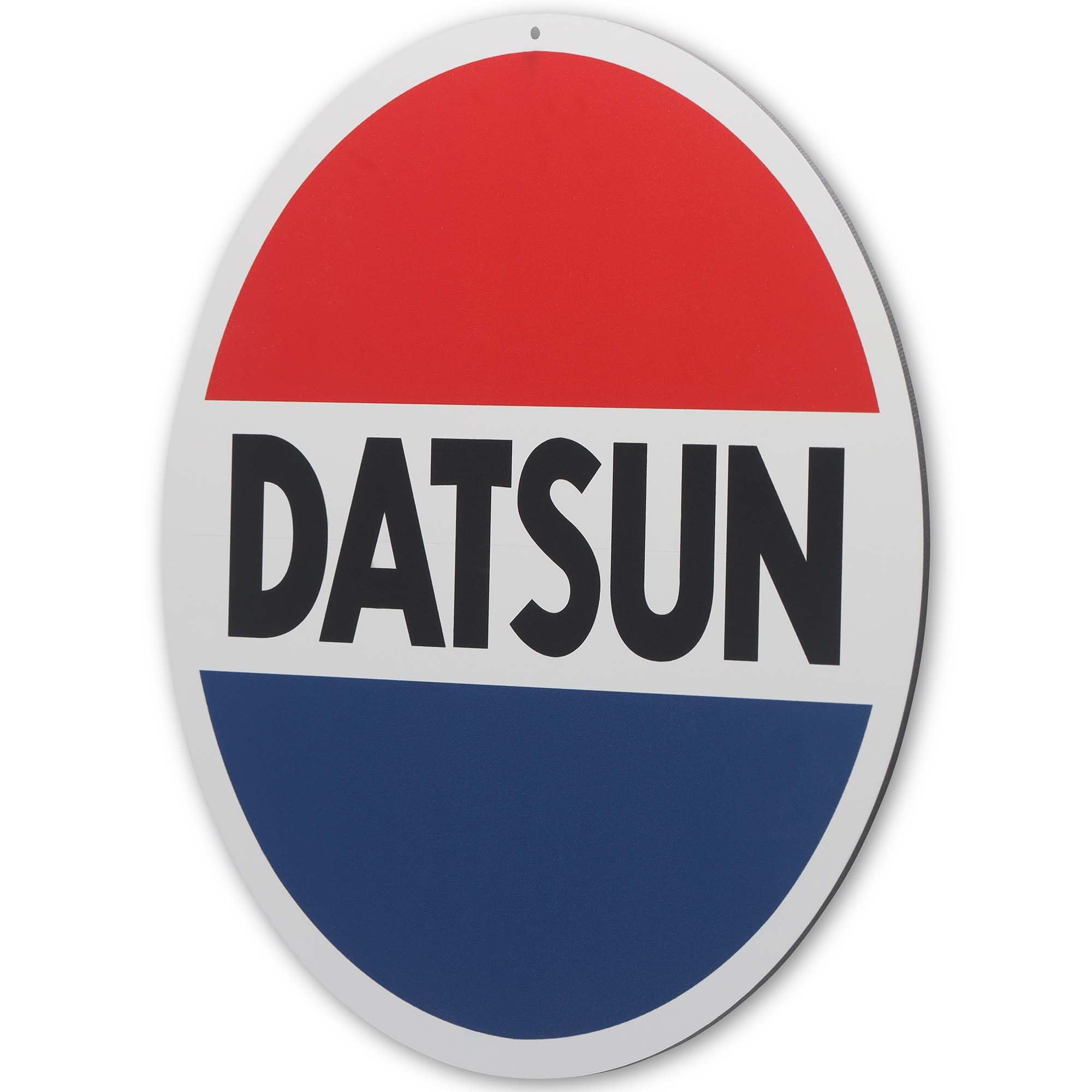 Nissan Datsun Logo Round Metal Sign - Classic Datsun Wall Decor for Garage, Shop or Man Cave