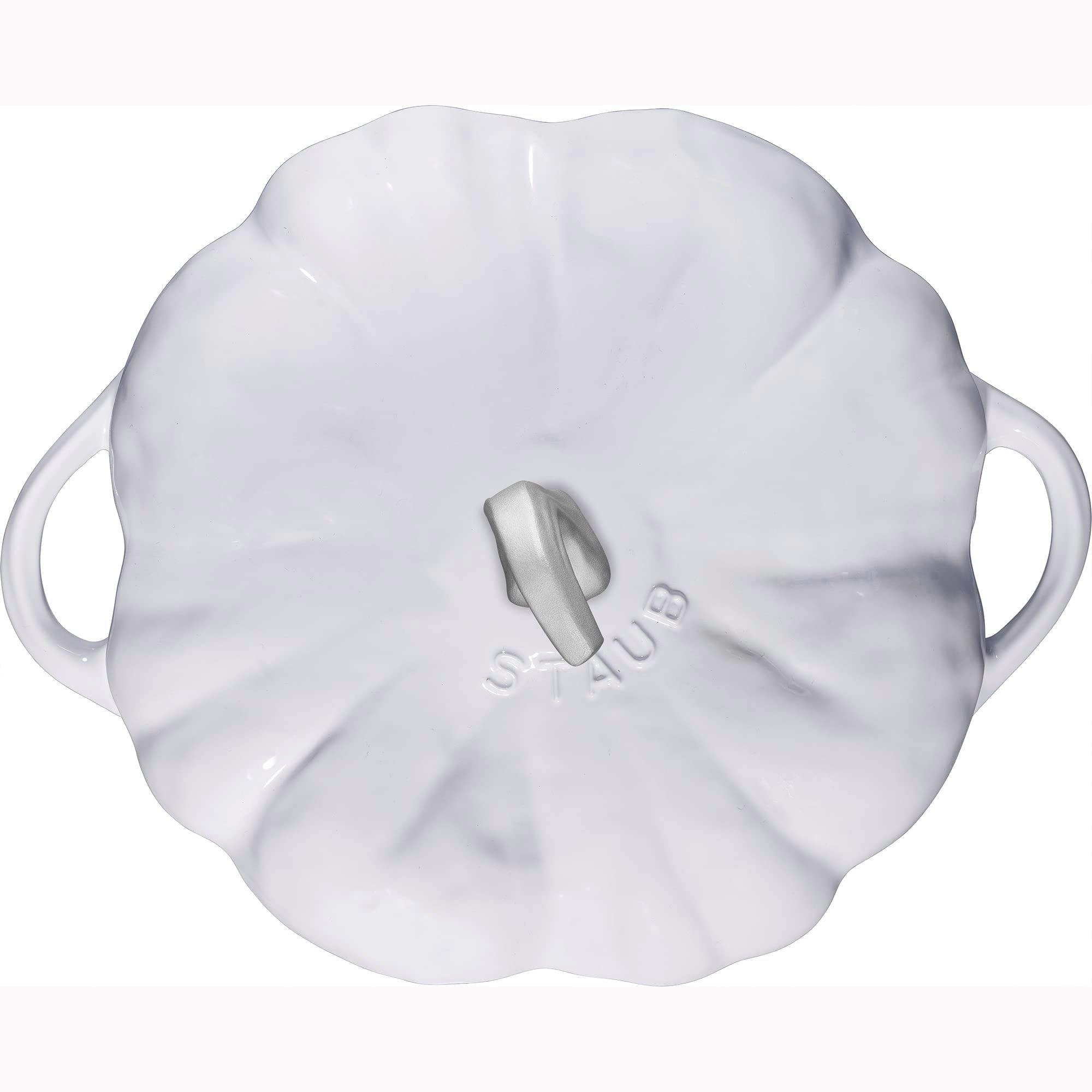 Staub Cast Iron Dutch Oven 3.5-Qt Pumpkin Cocotte With Stainless Steel Knob, Made In France, Serves 3-4, White
