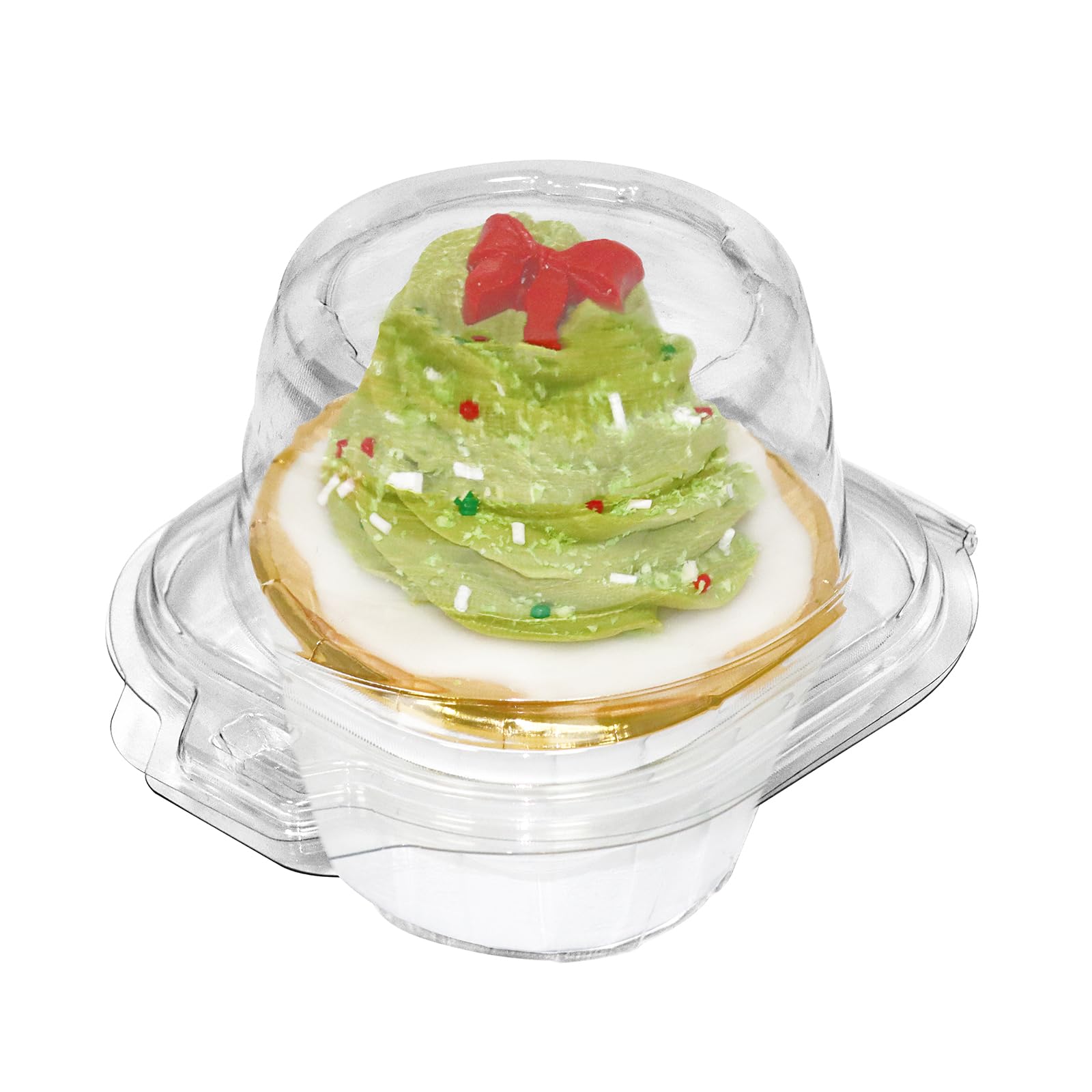 WIKDAY 50 Pcs Individual Cupcake Containers, Clear Plastic Cupcake Holders with Lids, Spacious 3 Design for Frosted Cupcakes, St