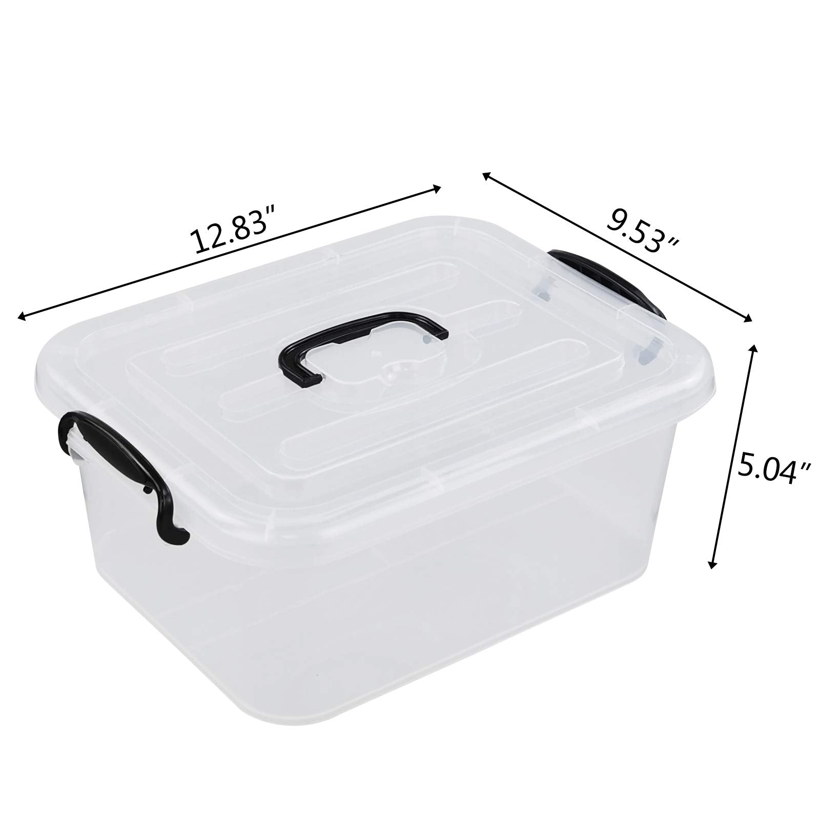 Readsky 8 Quart Lidded Storage Bins Plastic Storage Containers, Clear And Black, 2 Packs
