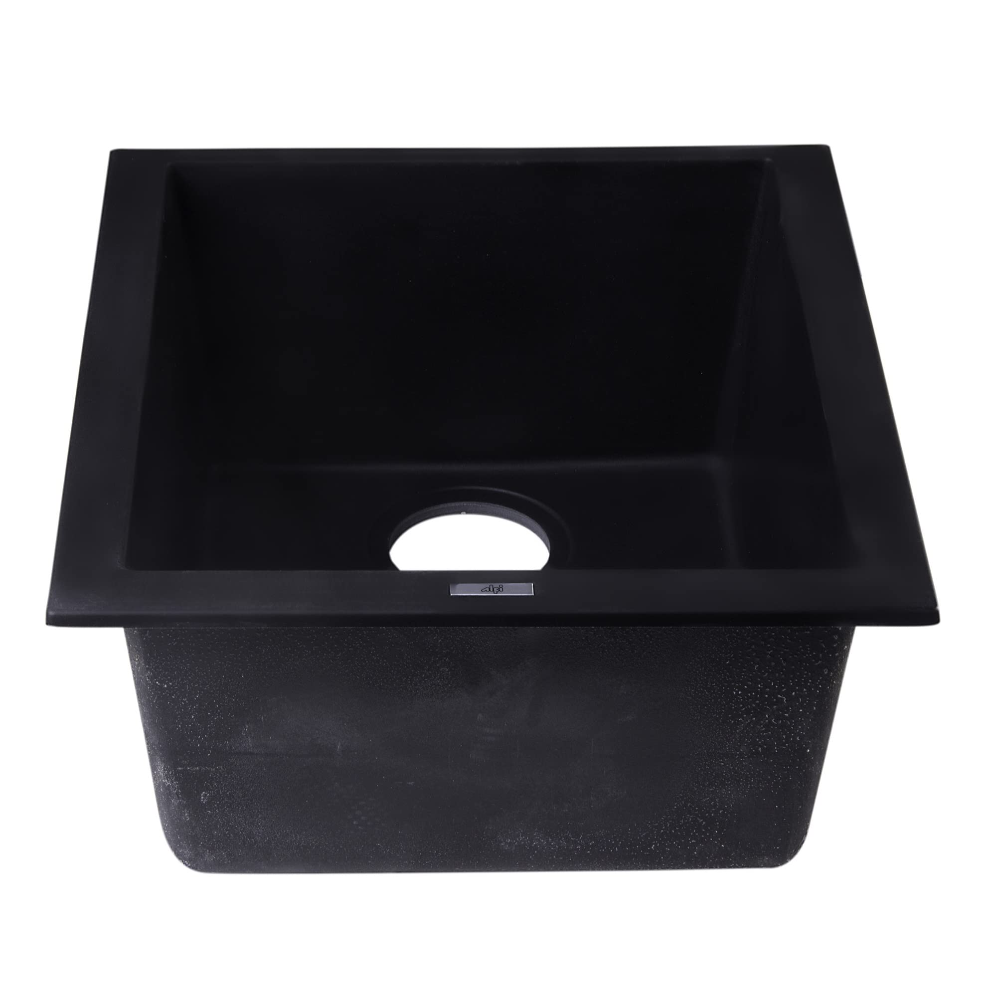 Alfi Brand Ab1720Um-Bla Undercount Rectangular Granite Composite Kitchen Prep Sink 17 Black
