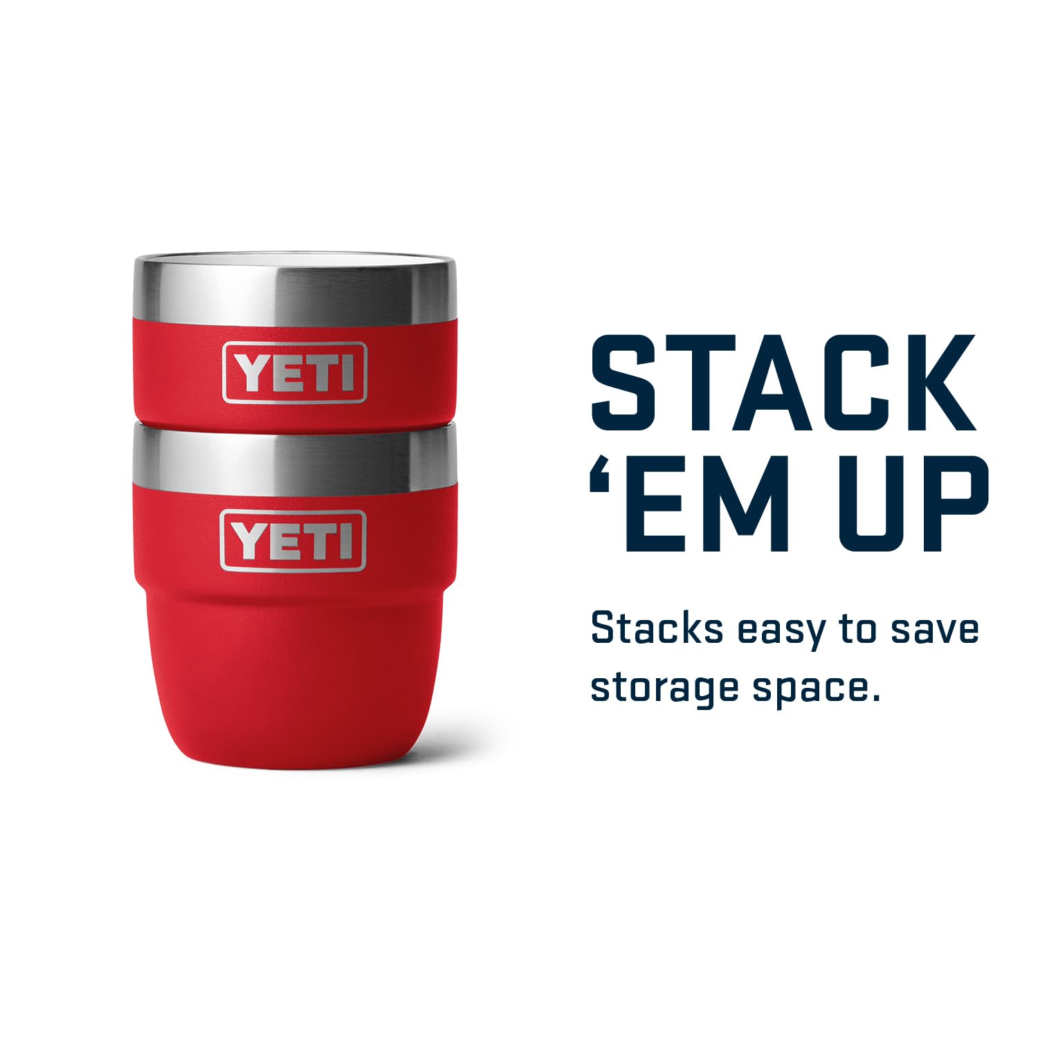 Yeti Rambler 4 Oz Stackable Cup, Stainless Steel, Vacuum Insulated Espresso/Coffee Cup, 2 Pack, Rescue Red