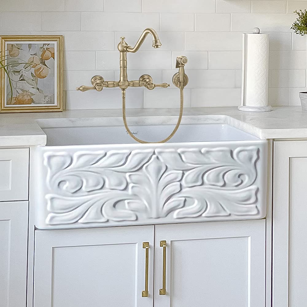 Whitehaus Whflgo3018-White Reversible Kitchen Fireclay Sink, 30 X 18 X 10, White