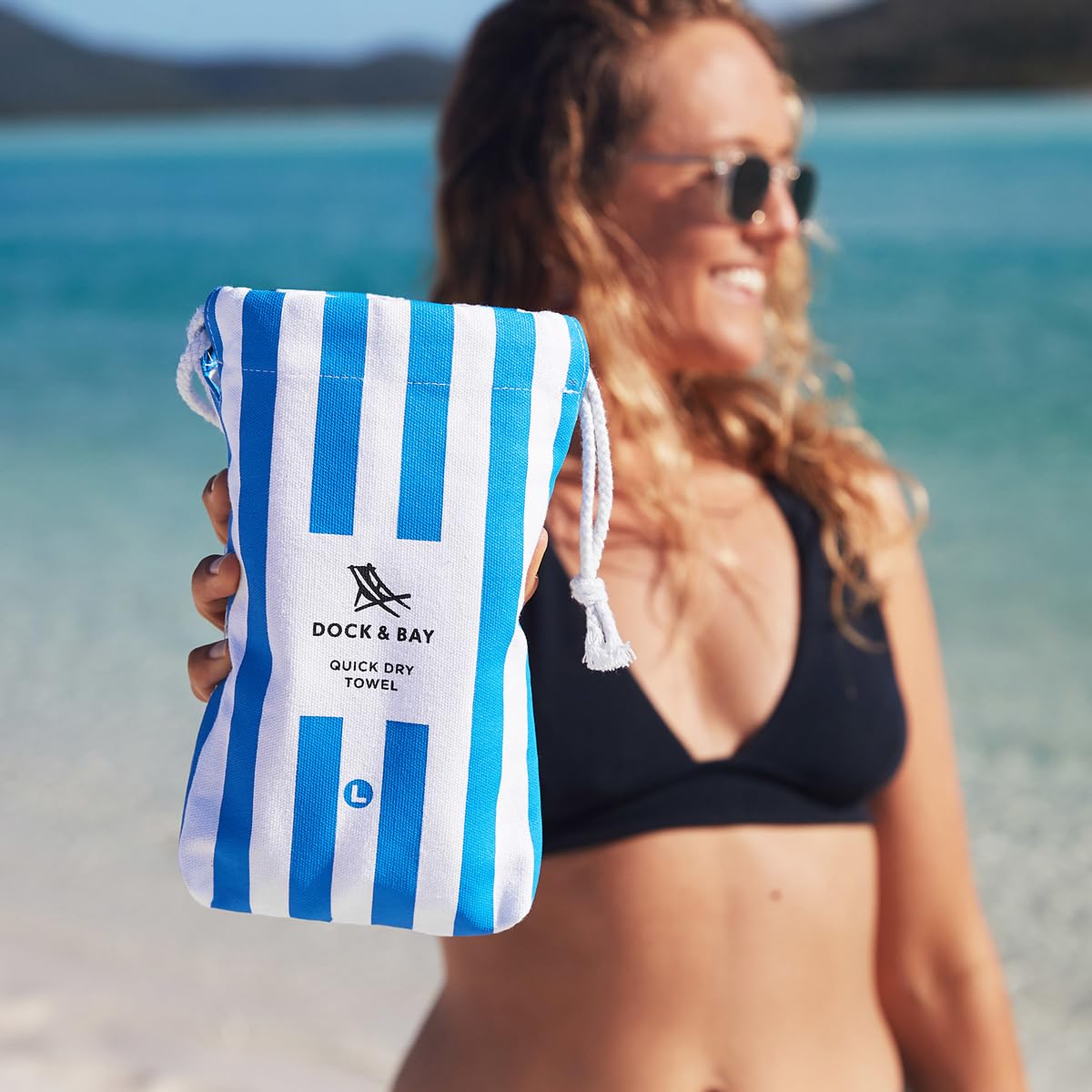 Dock & Bay Beach Towel - Quick Dry, Sand Free - Compact, Lightweight - 100% Recycled - Includes Bag - Cabana - Bondi Blue, Extra