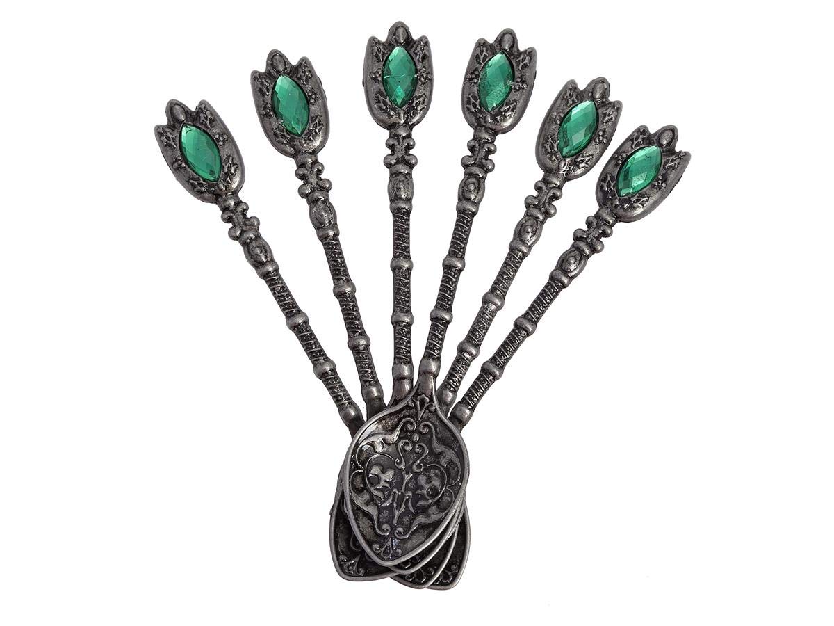 Alisveristime Handmade Turkish Tea Water Zamzam Serving Set Glasses Saucer, Tray And Spoon (Authentic Black)