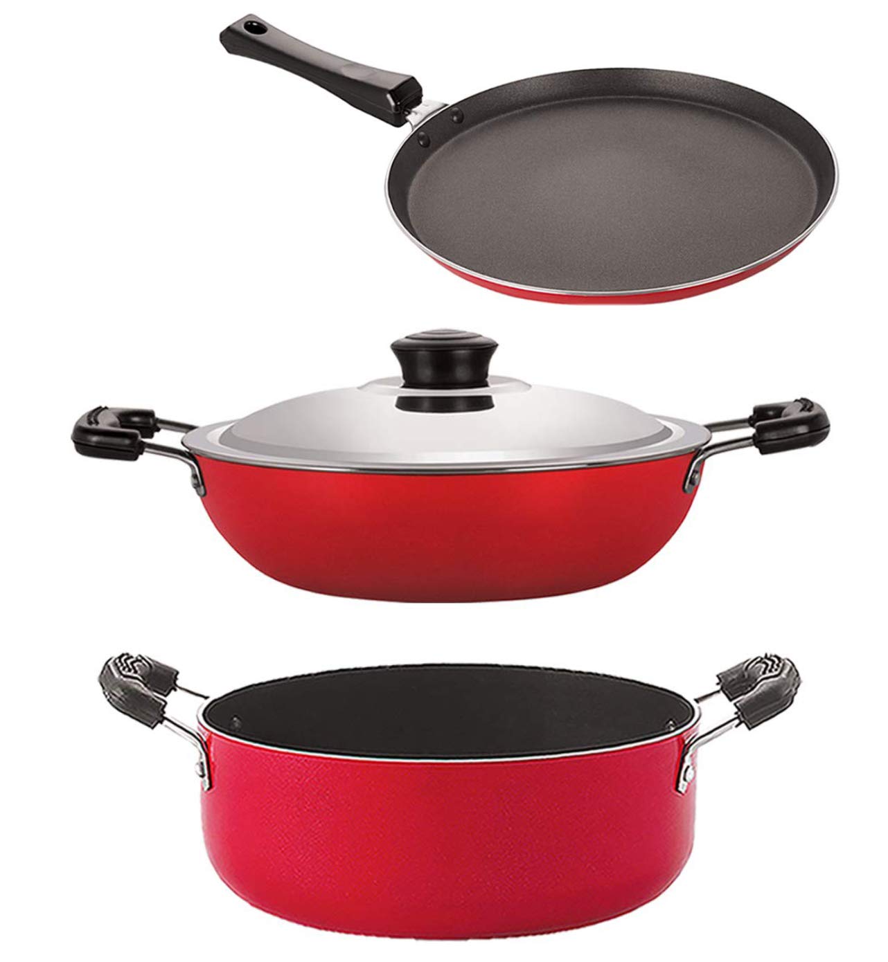 Nirlon Kitchen Non Stick Cookware Combo Set Of 3 Pieces (Ft10_Dkd(B)_Cs24)