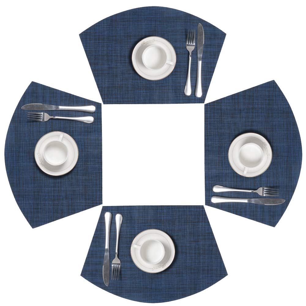 SHACOS Wedge Placemat Set of 4 Non Slip Heat Resistant Woven Vinyl Round Table Placemats Circle Table Mats Wipe Clean Indoor Out