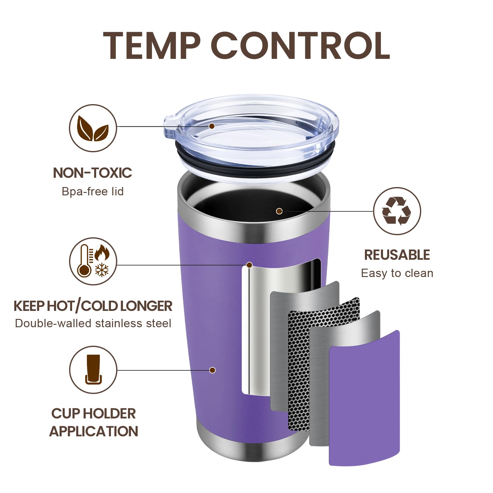 Meway 20Oz Tumbler 8 Pack Double Wall Vacuum Insulated Travel Mug Bulk, Stainless Steel Tumblers With Lid And Straw, Durable Pow