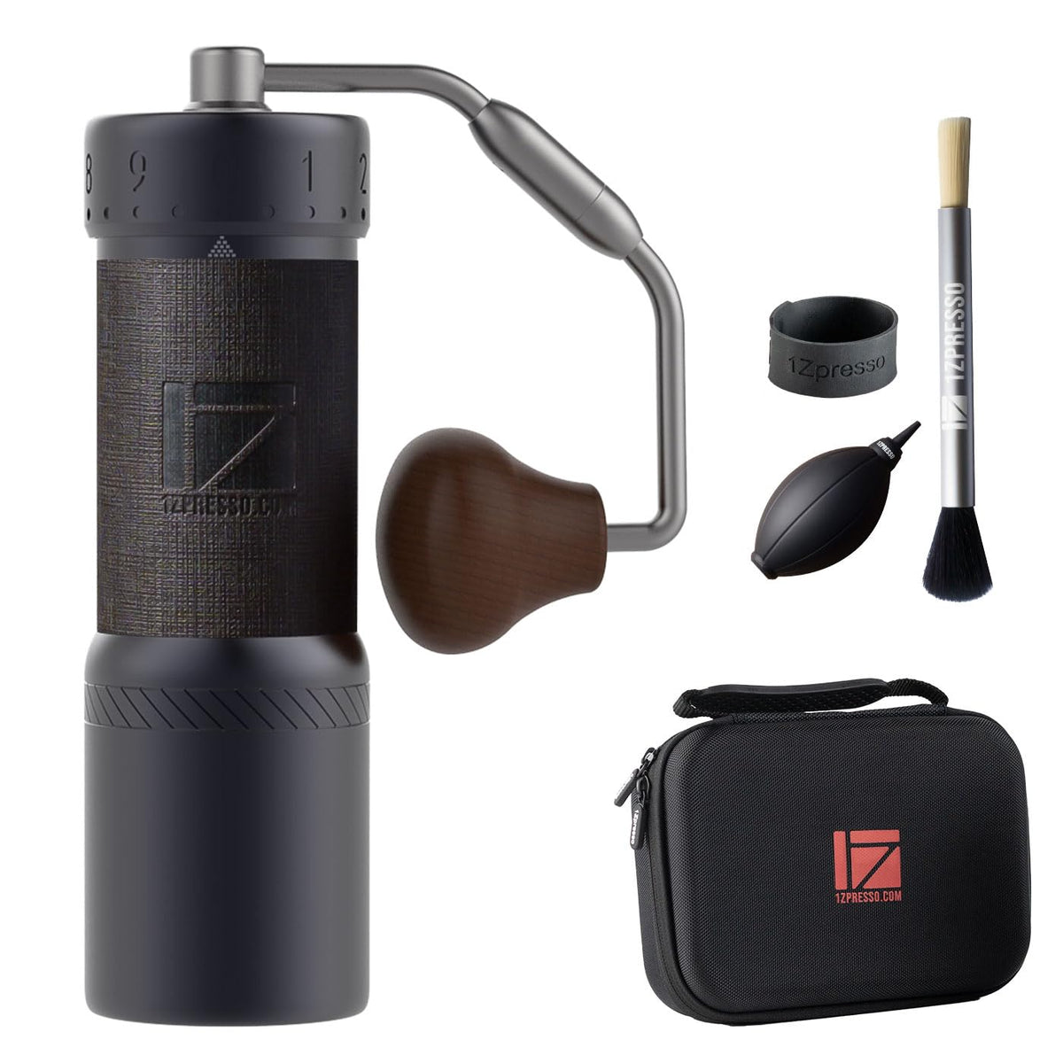 1Zpresso J-Ultra Manual Coffee Grinder Iron Gray, Conical Burr, Foldable Handle, Magnet Catch Cup Capacity 40G, Numerical Adjust