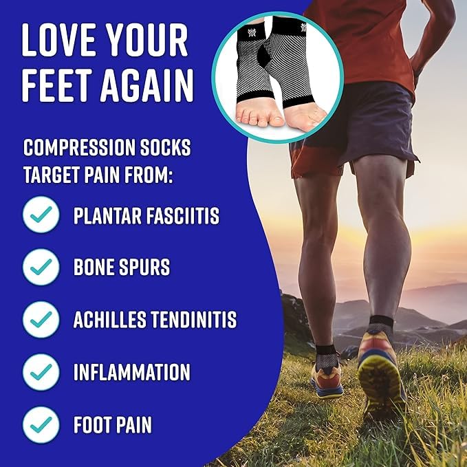Bitly Plantar Fasciitis Socks For Women  Men - Best Foot  Ankle Compression Sleeve, Brace For Everyday Use - Provides Arch Suppo
