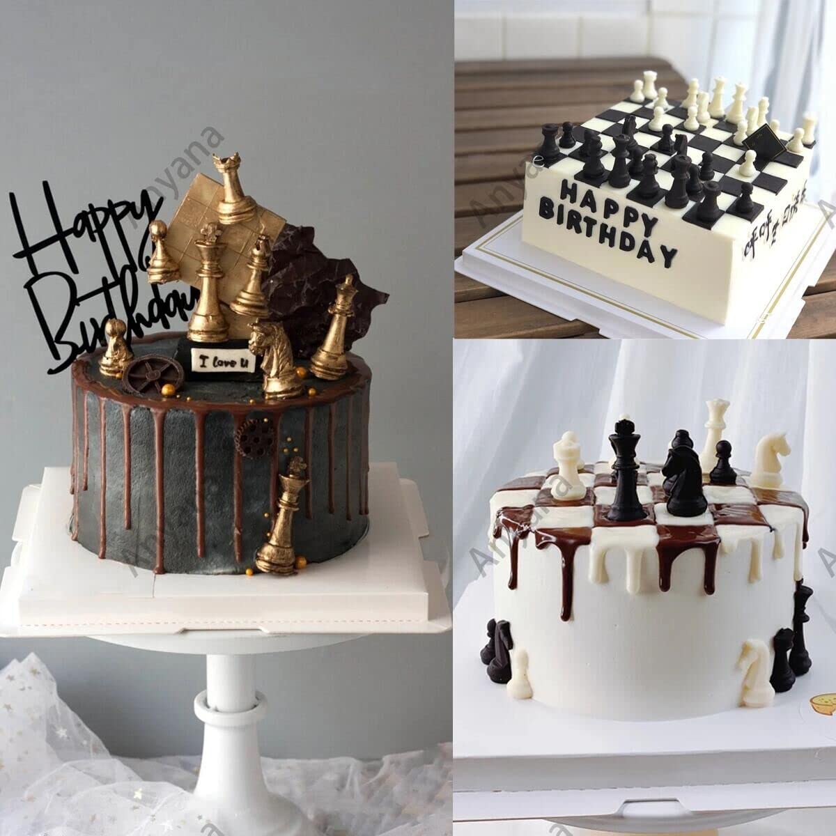 Anyana International Chess Game 6 Sets Fondnat Silicone Mold 3D Double-Sided Printing Gum Paste Mold Chocolate Candy Mould Bakin