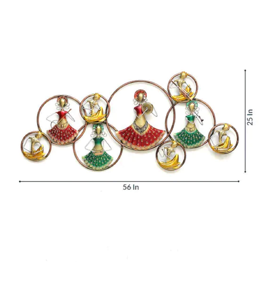 Artdesk Led Hand Crafted Doll Musicians Circle Wall Art In Metal (58 X 4 X 25 Inch) Home Decor Wall Hanging For Your Living Room