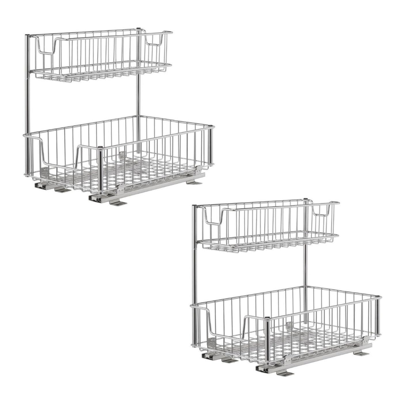 Trinity Sliding Undersink 2 Baskets For Kitchen And Bathroom Cabinet Organization And Storage, 50 Pound Capacity, 11.5    W X 17