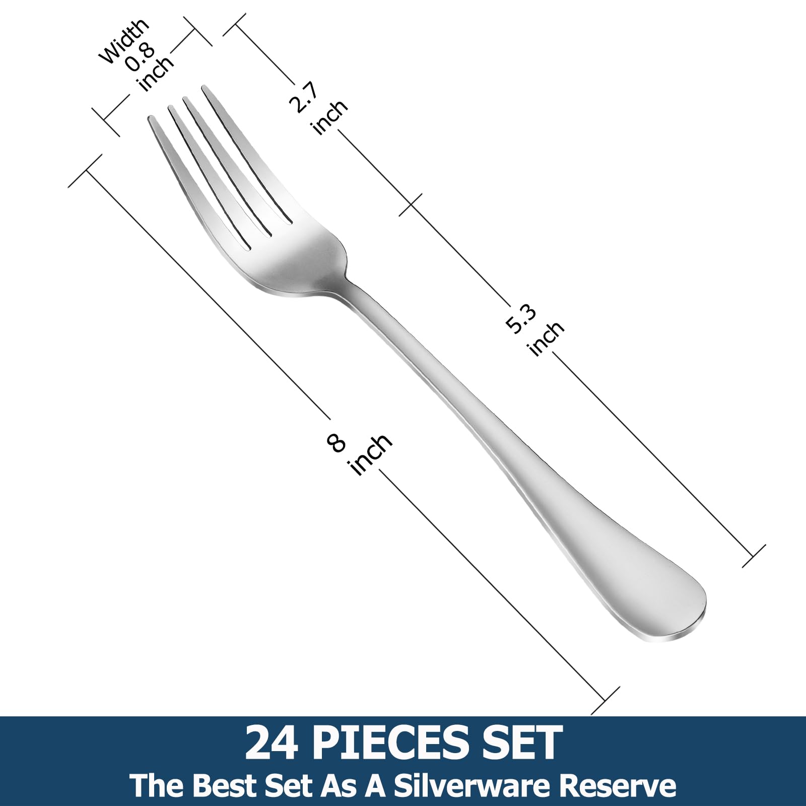 24 Piece Dinner Forks Set, Food-Grade Stainless Steel Silverware Forks, Cutlery Forks, Metal Forks For Home, Kitchen Or Restaura