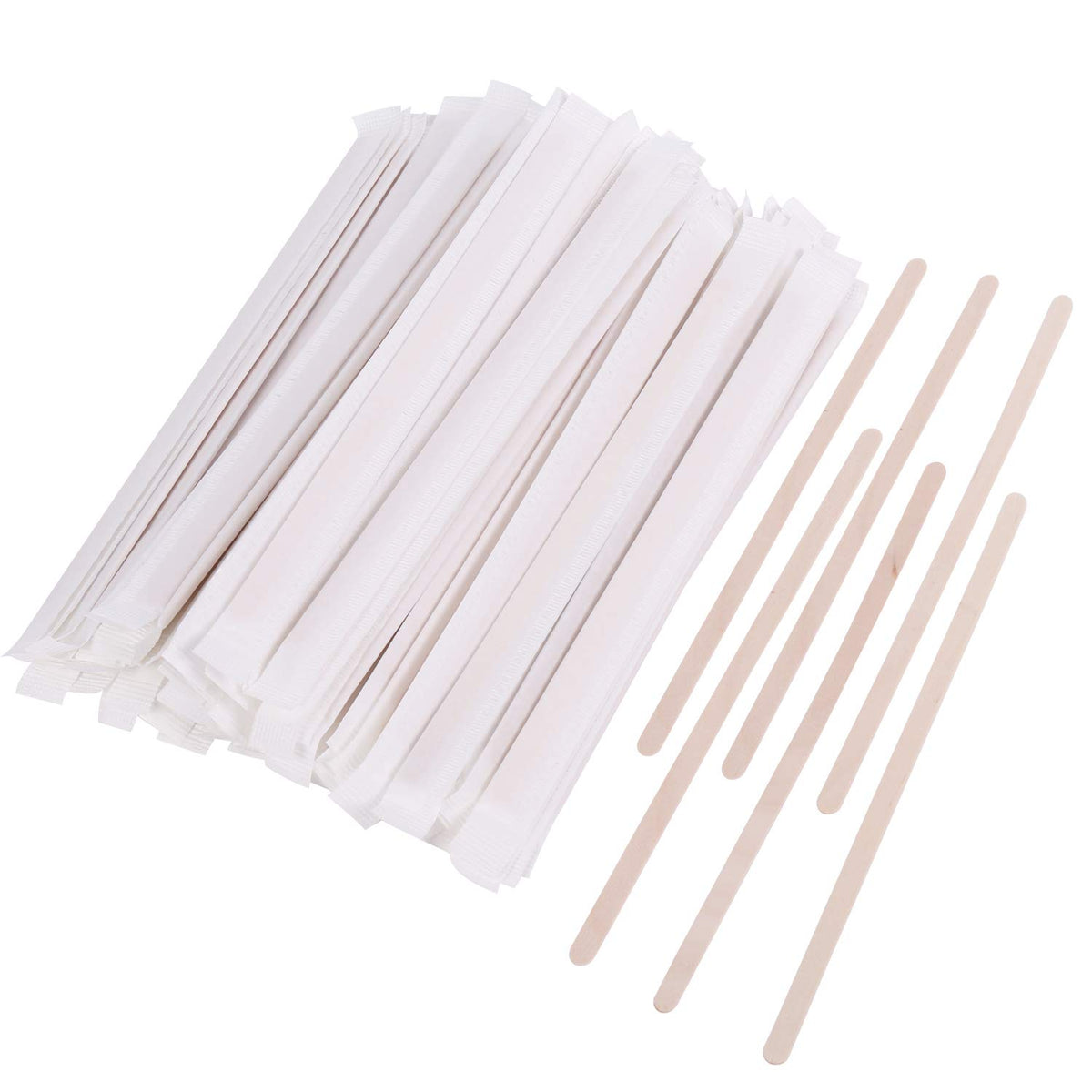 Gmark Individually Wrapped Wood Coffee Stir Sticks - 7'' - 500Pc Round End, Eco Friendly Coffee Stirrers Wood For Hot Drinks - N