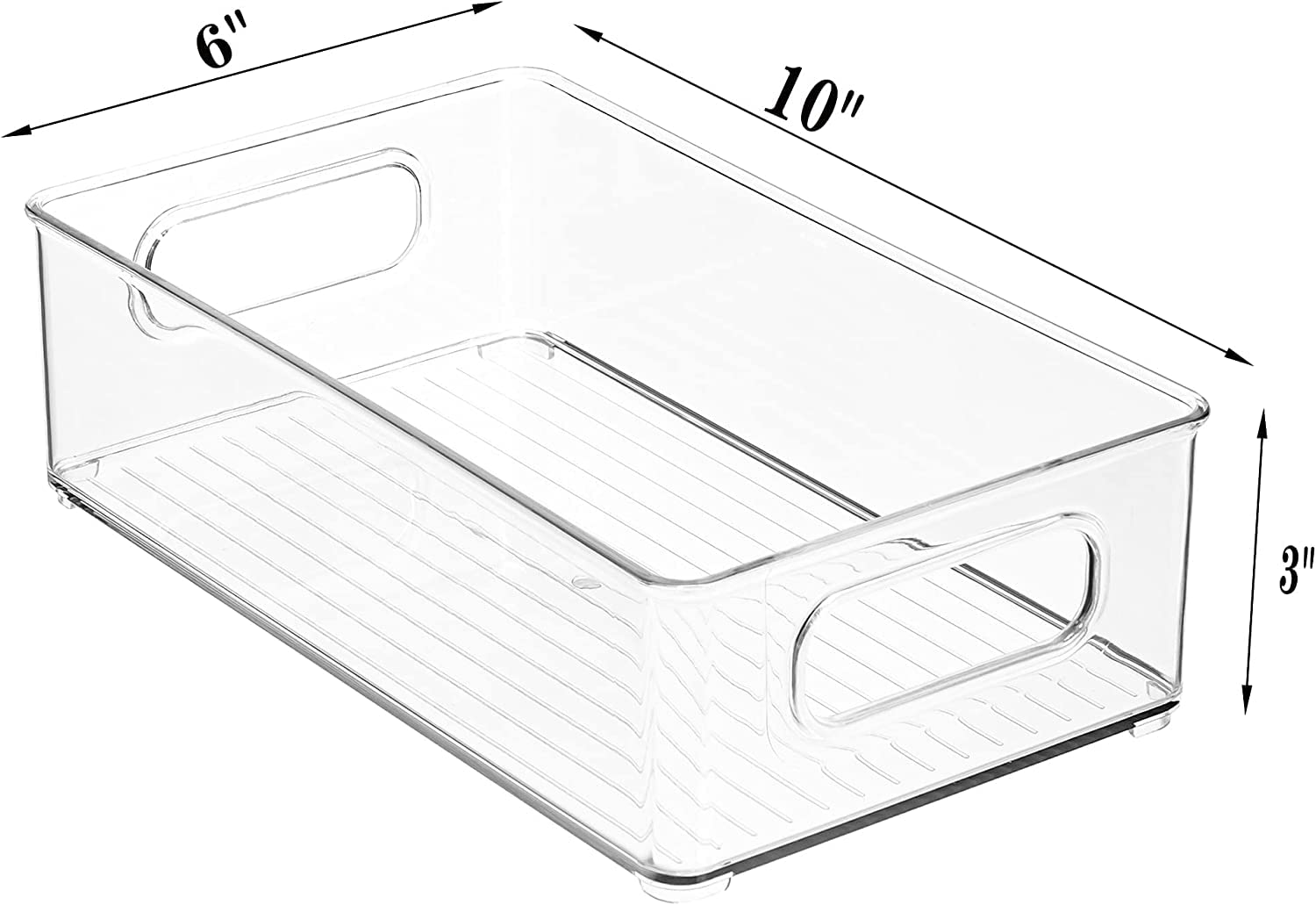 Snazzy Clear Plastic Fridge Storage Organizer Bins Pantry Kitchen Countertop Cupboard Boxes Set OF 6