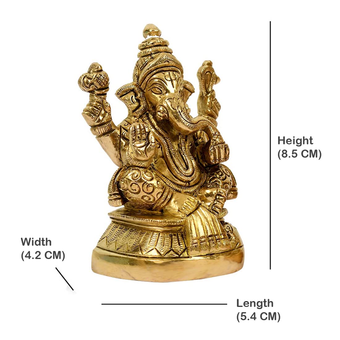 Dealfry Original Brass Sitting Ganesh Idol, Lord Ganesha Gods Murti Metal Statue For Home Office Success Entrance Dcor Diwali Po
