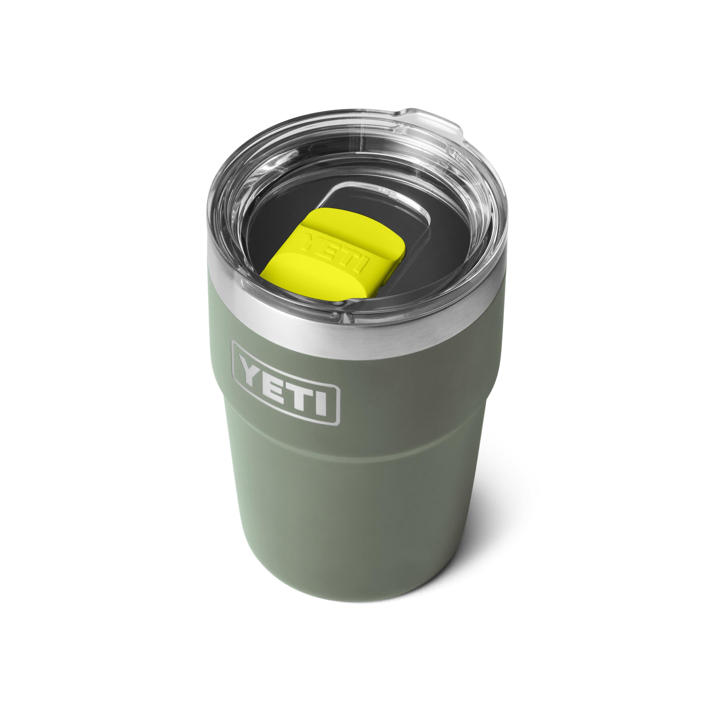 YETI Rambler 16 oz Stackable Tumbler, Vacuum Insulated, Stainless Steel with MagSlider Lid, Camp Green/Firefly Yellow