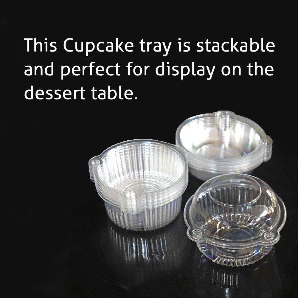 Cupcake Holders Individual,50 Pc Cupcake Containers Disposable Clear Plastic Single Muffin Dome Holders Cases Individual Cupcake