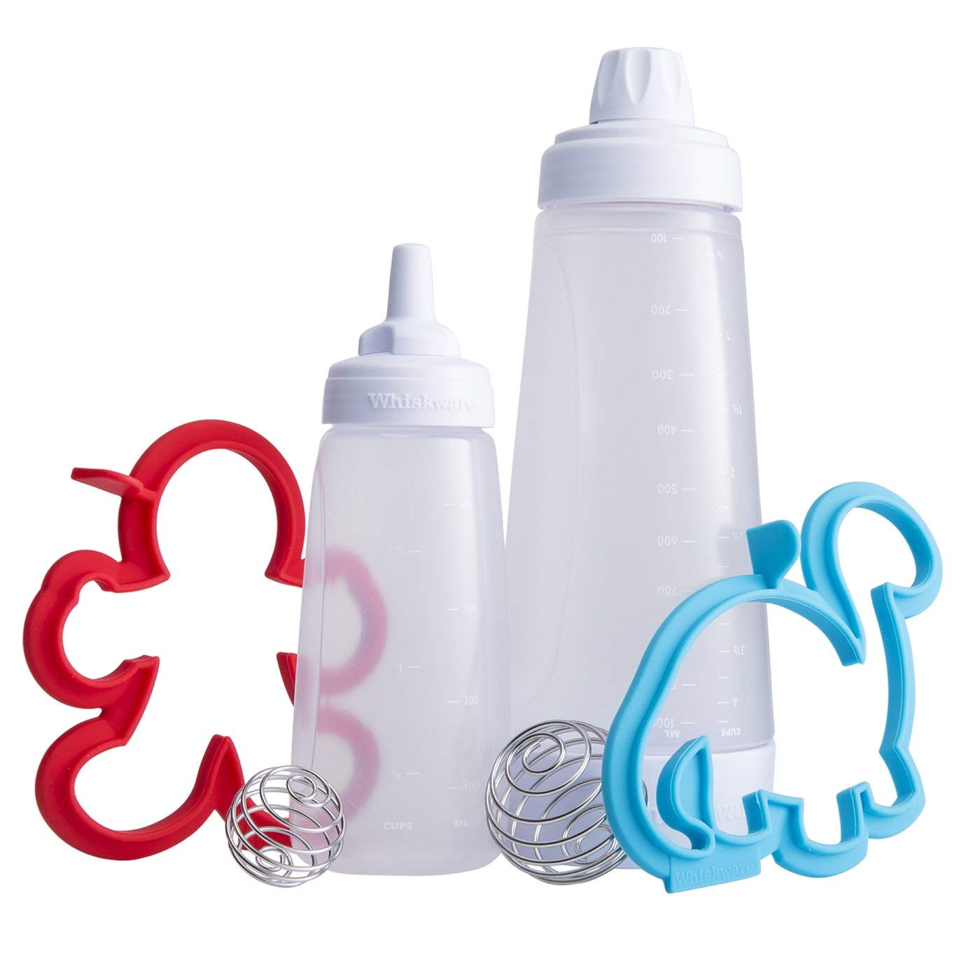Whiskware Pancake Art Kit with Batter Mixer, Art Bottle, BlenderBall Wire Whisk and 2 Pancake Shapers
