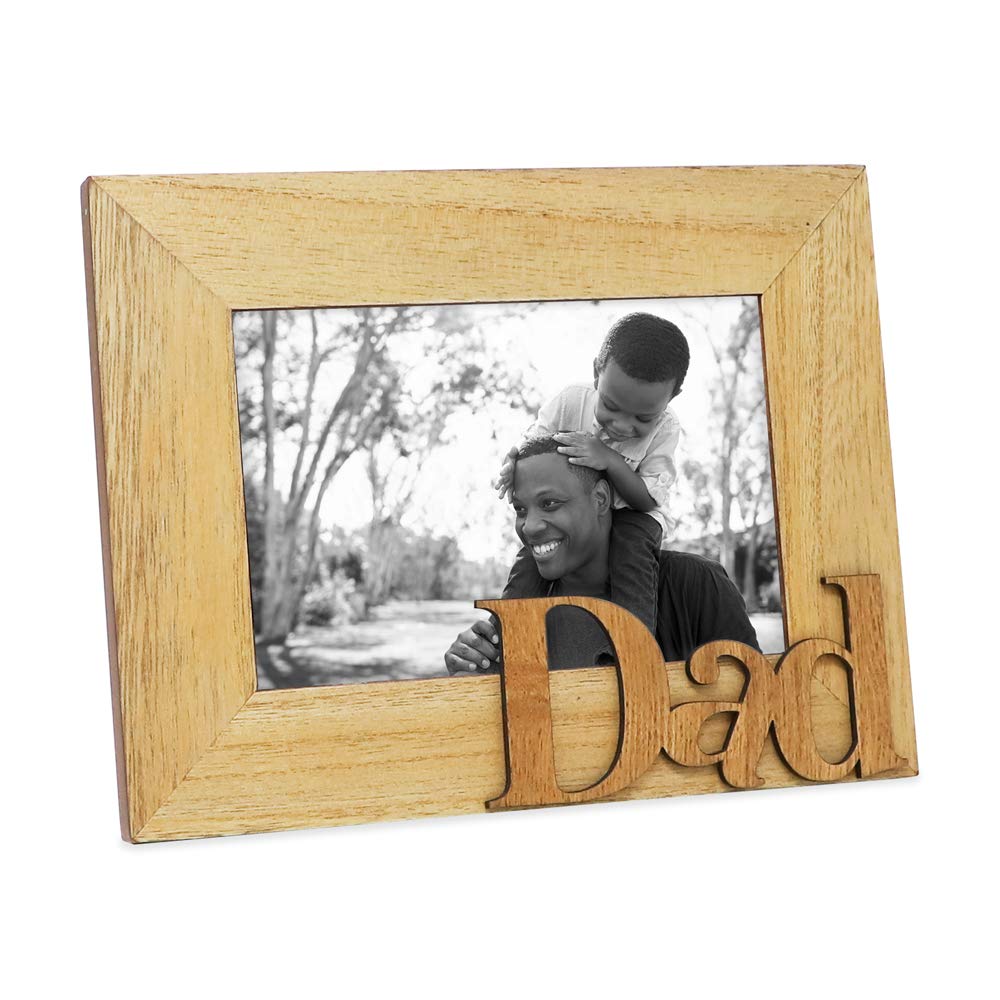 Isaac Jacobs Natural Wood Sentiments Dad Picture Frame, 4x6 inch, Photo Gift for Father, Family, Display on Tabletop, Desk (Natu