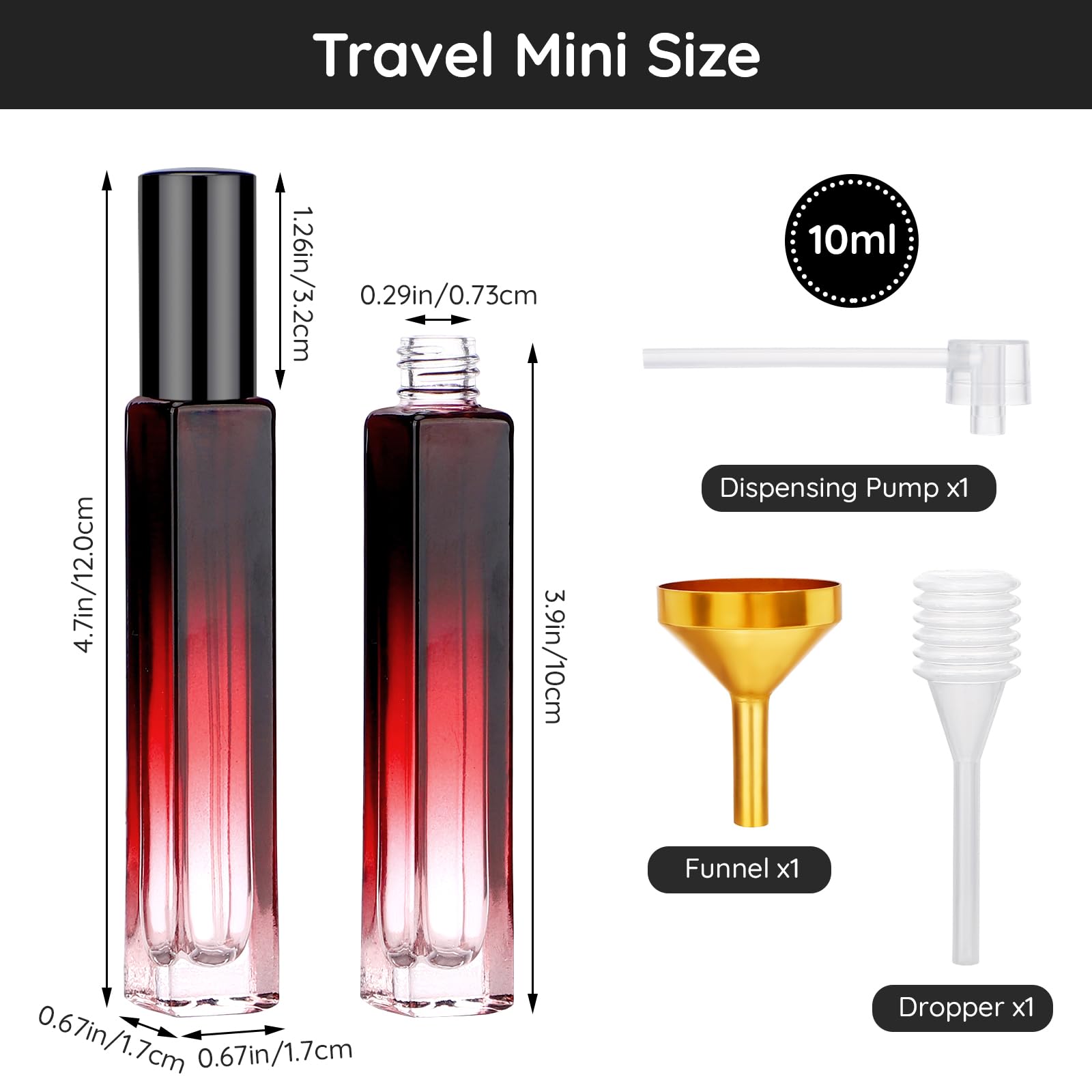 Segbeauty Travel Perfume Bottle Refillable, 2Pcs 10Ml Mini Glass Perfume Bottles Empty, Portable Cologne Spray Bottle Small Toil