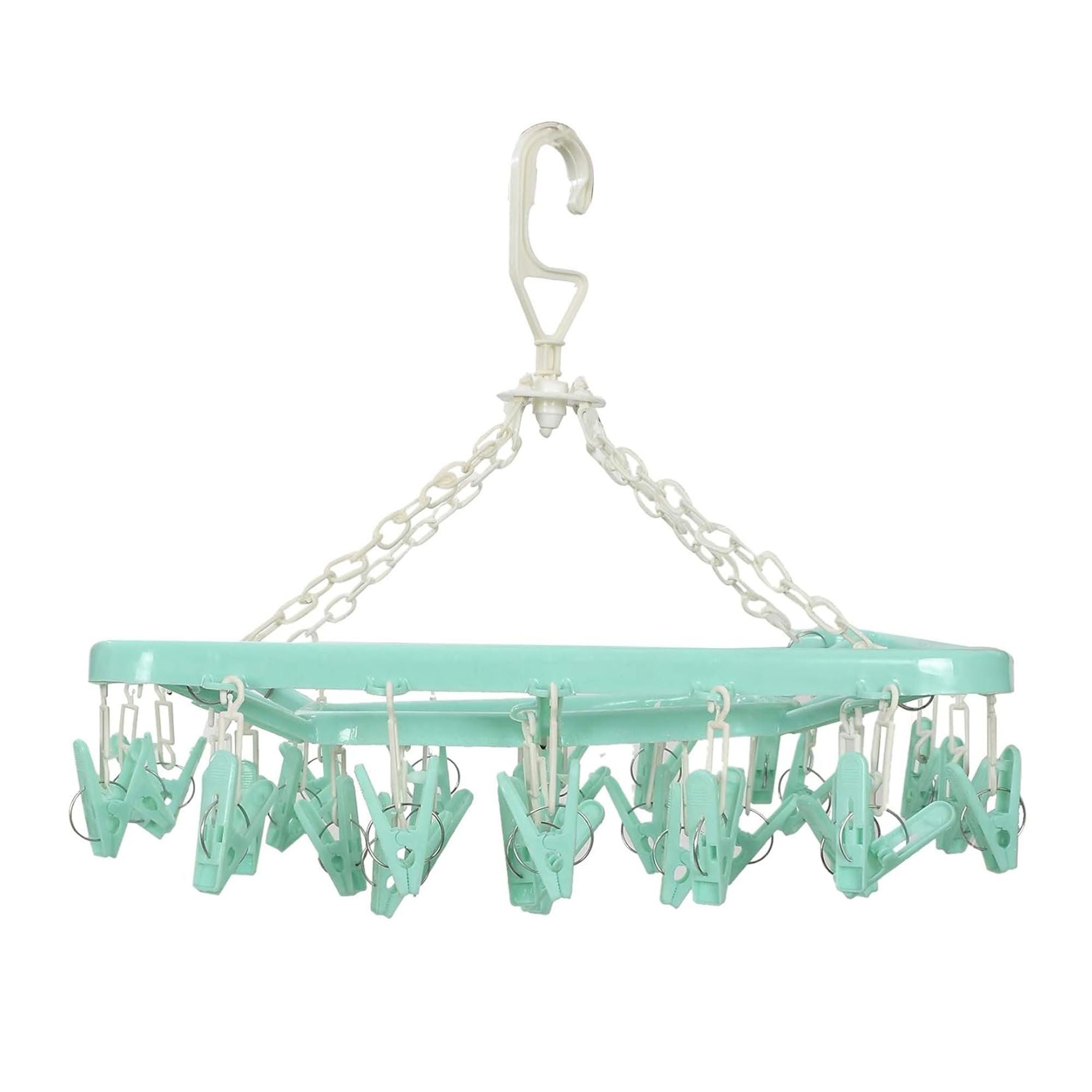 Heart Home Cloth Drying Hanger | 32 Clips Baby Drying Pegs | 360 Degree Rotatable Hanger | Clip Stand For Cloth | Rectangular Cl
