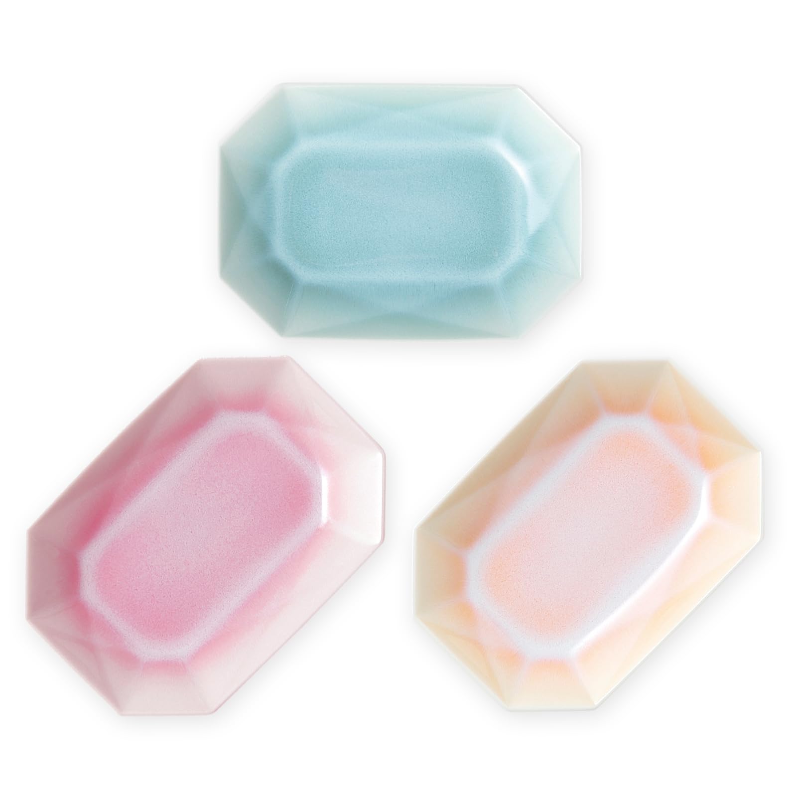 Floyd FL06-02027 Arita Jewel Octagon Small Plates, Dishwasher Safe, Microwave Safe, Set of 3, Approx. 3.9 x 2.8 inches (10 x 7 c