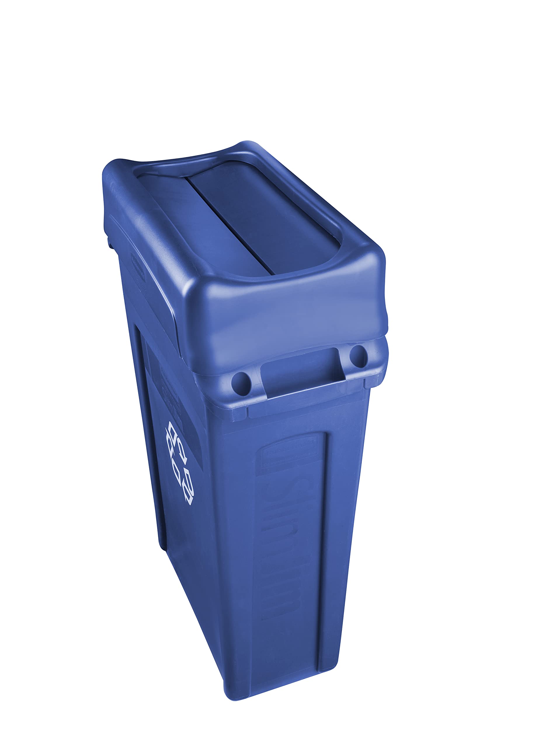 Rubbermaid Commercial Products Slim Jim Trash Can Swing Lid  Blue  Plastic  Compatible with 23 Gallon Slim Jim Containers/Garbage Cans