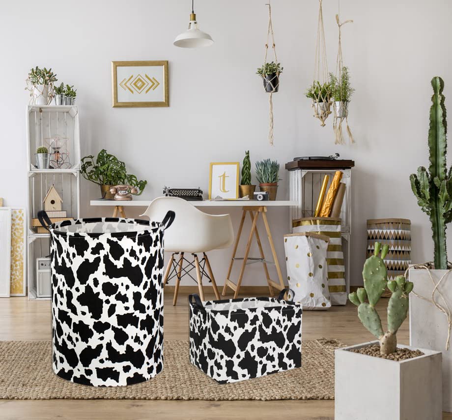Ddbasket Rectangle Cow Basket Cow Print Storage Basket Cute Canvas Organizer Bin Kids Toy Basket For Bedroom Decor Kids Toys Boo