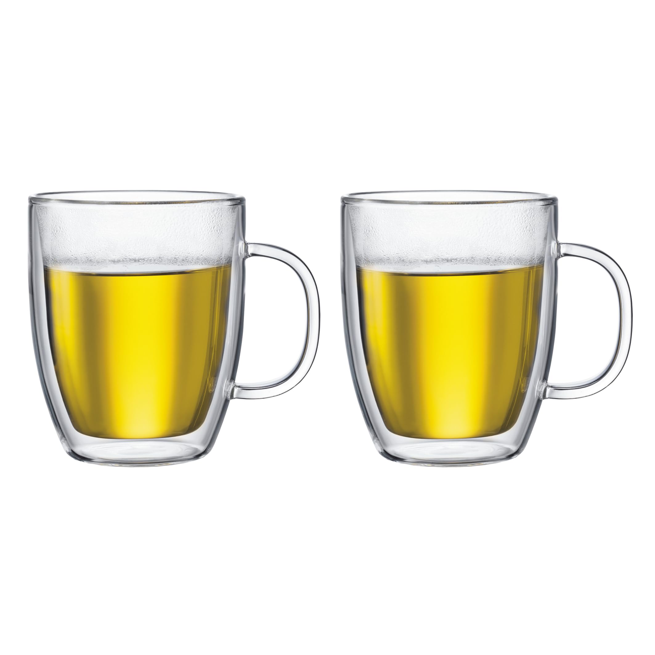 Bodum Bistro 2 Piece Double Wall 0.45 L 15 Oz Jumbo Glass Mug, Clear, 2 Count (Pack Of 1)