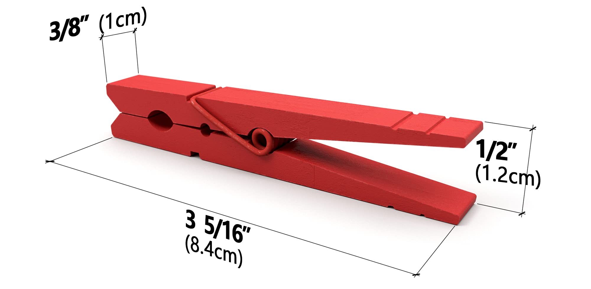 LWR CRAFTS Wooden Large Clothespins 3-5/16 '' 8.4cm 30 Pieces Per Pack (Red)